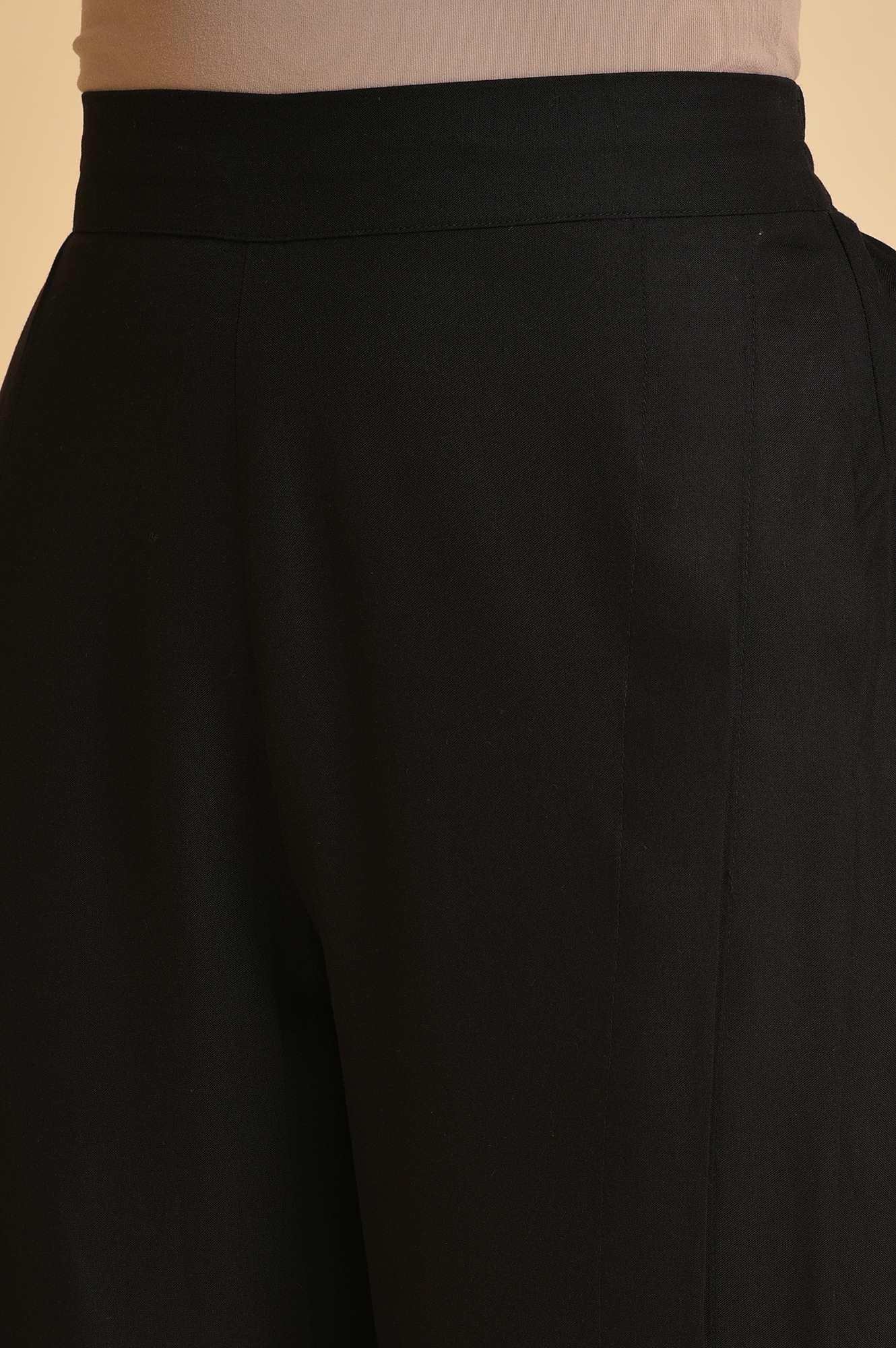 Black Placement Print kurta & Parallel Pants Set - Image 7