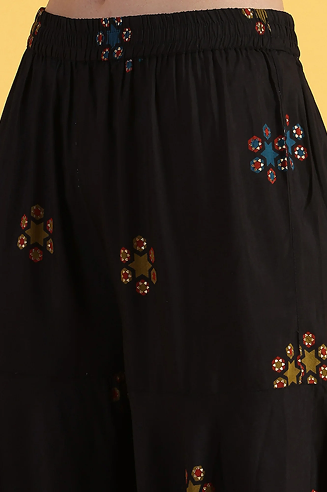 Black Printed Metallic Embroidery Straight Kurta & Sharara with Dupatta Set - Image 8