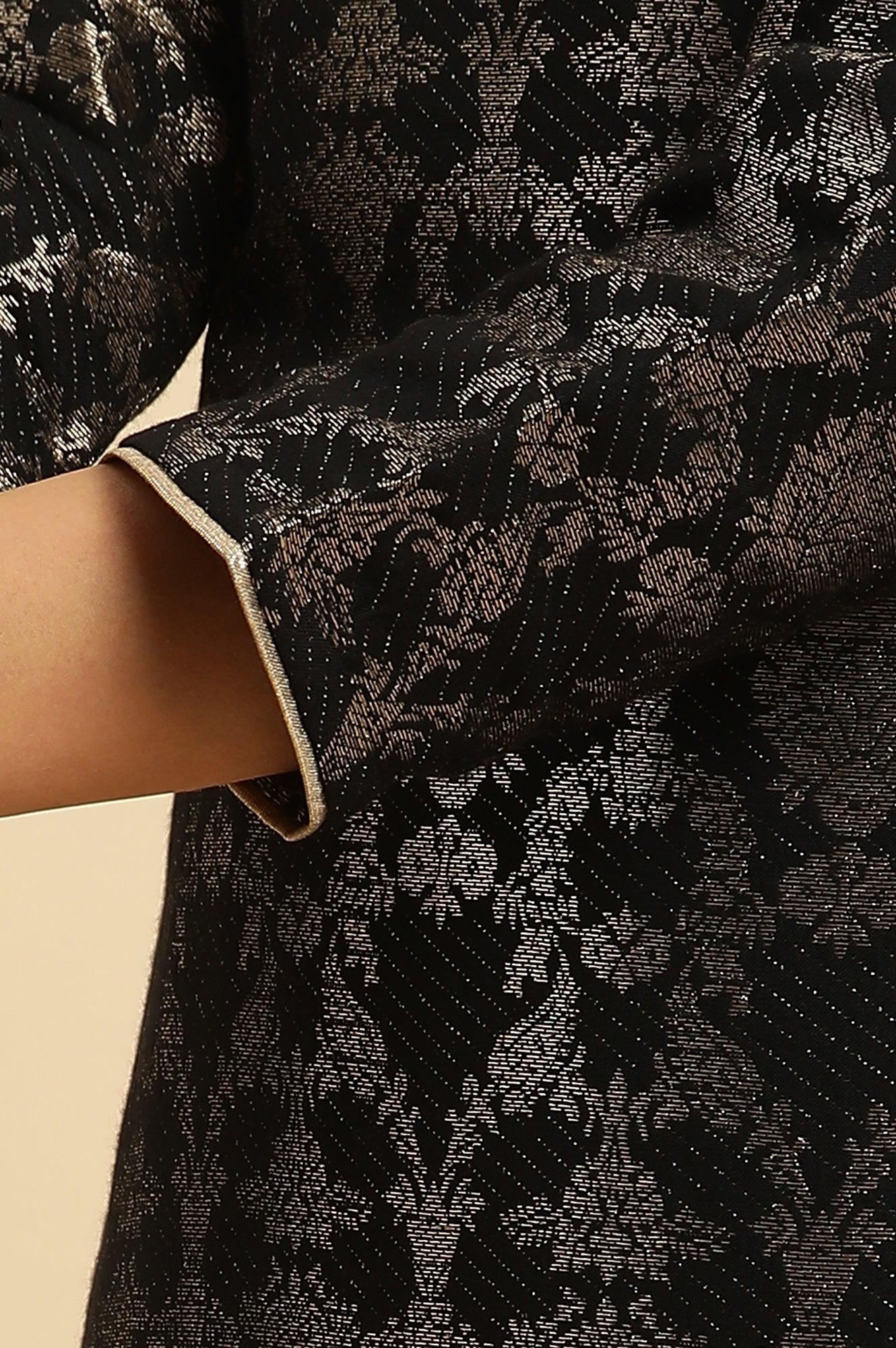 Black Rayon Jacquard Festive Kurta - Image 7