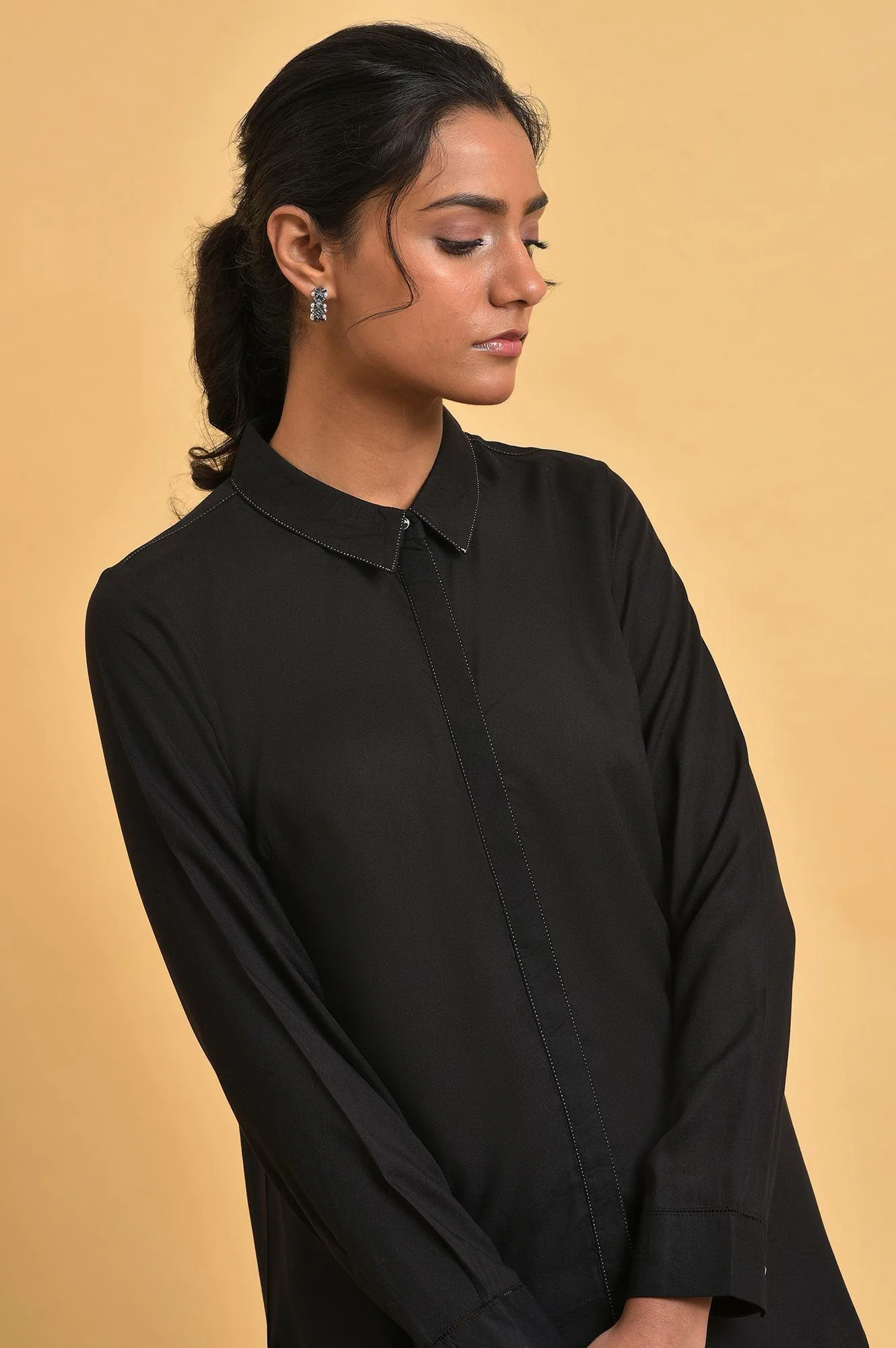 Black Rayon Women Western Shirt - Image 5