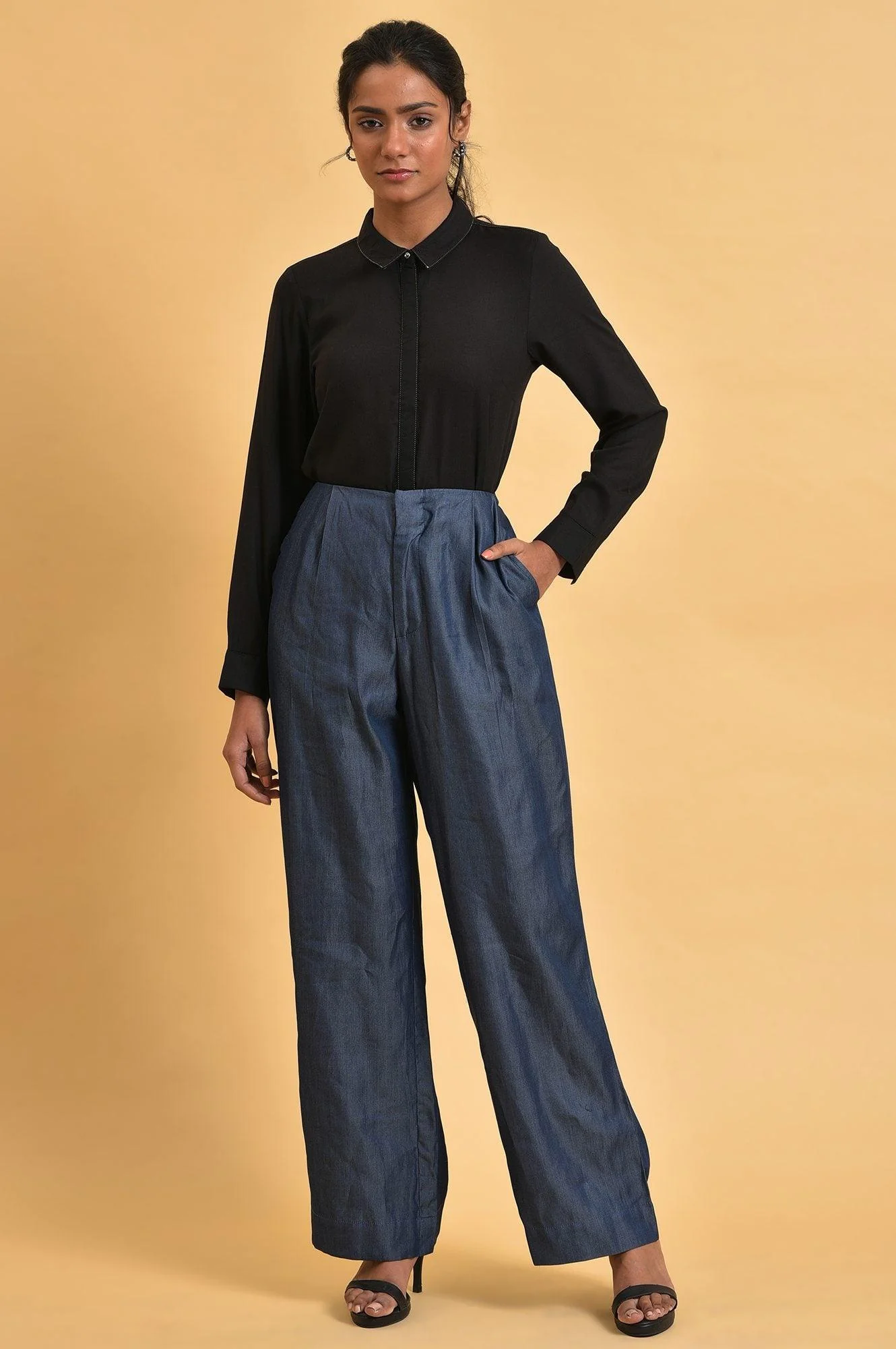 Black Rayon Women Western Shirt - Image 6