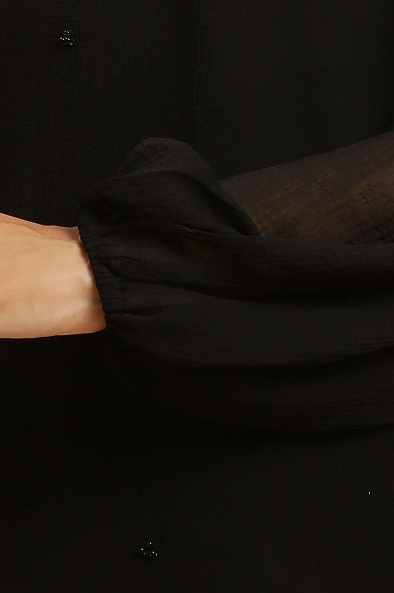 Black Scalloped Embellished Hemline Top - Image 7