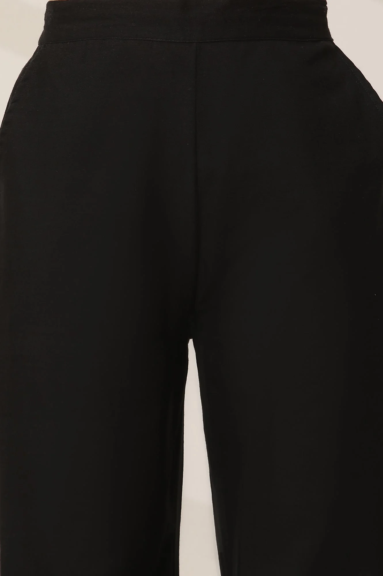 Elleven Women's Black Embroidered Semi Flared Cotton Palazzo With Side Pockets - Image 6