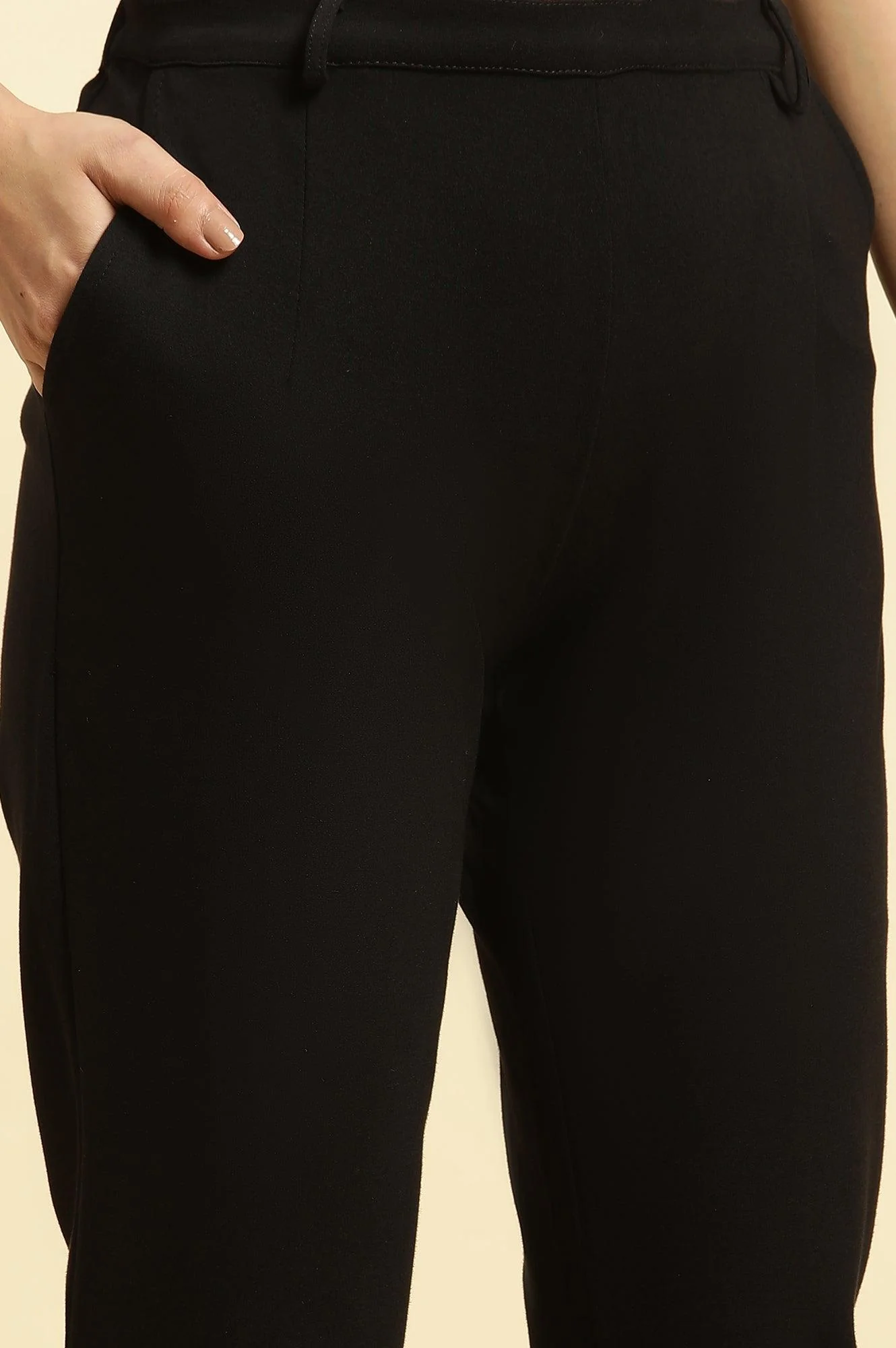 Black Slim Fit Elasticated Western Pants - Image 7