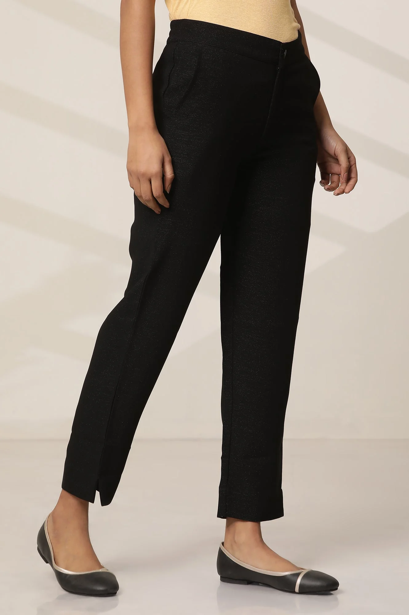 Elleven Women's Black Solid Slim Fit Woven Pants With Elasticated Waist - Image 5