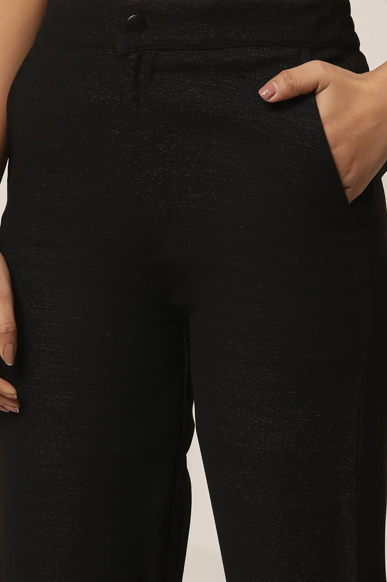 Elleven Women's Black Solid Slim Fit Woven Pants With Elasticated Waist - Image 7