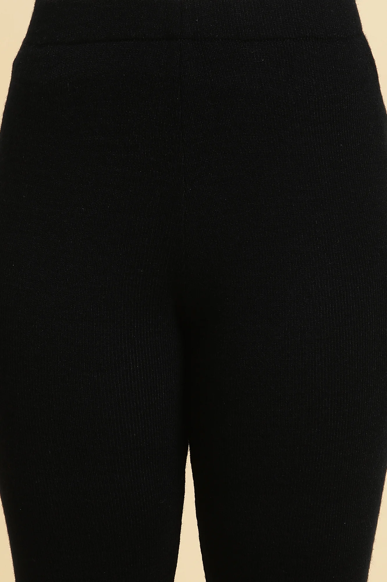 Black Solid Acrylic Mid Rise Ankle Length Skinny Fit Leggings - Image 6