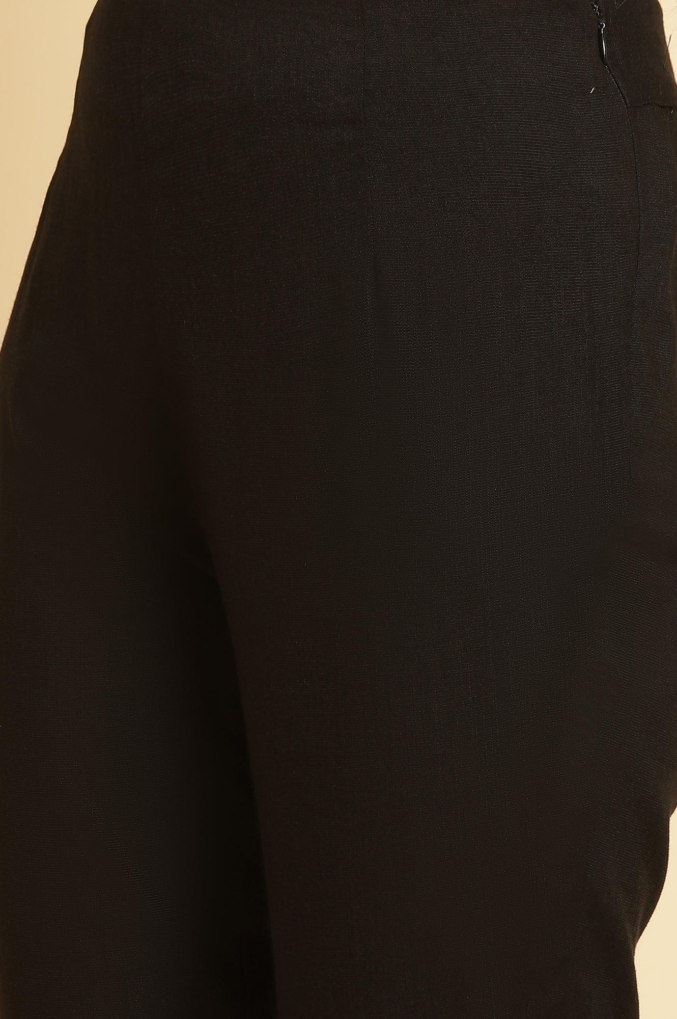 Black Solid Basic Slim Pants - Image 7