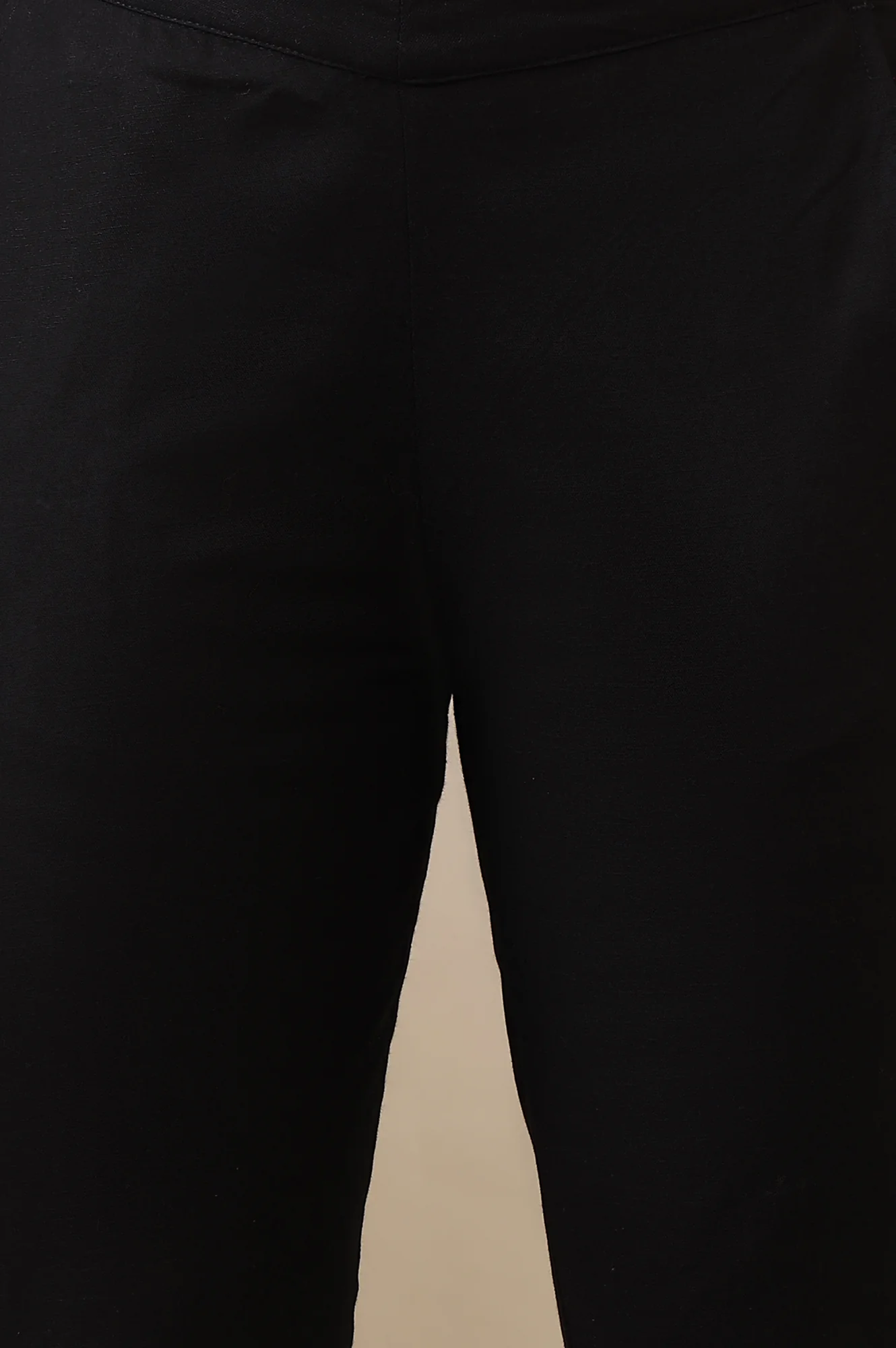 Elleven Women's Black Solid Cotton Flax Mid Rise Ankle Length Slim Fit Trouser - Image 6