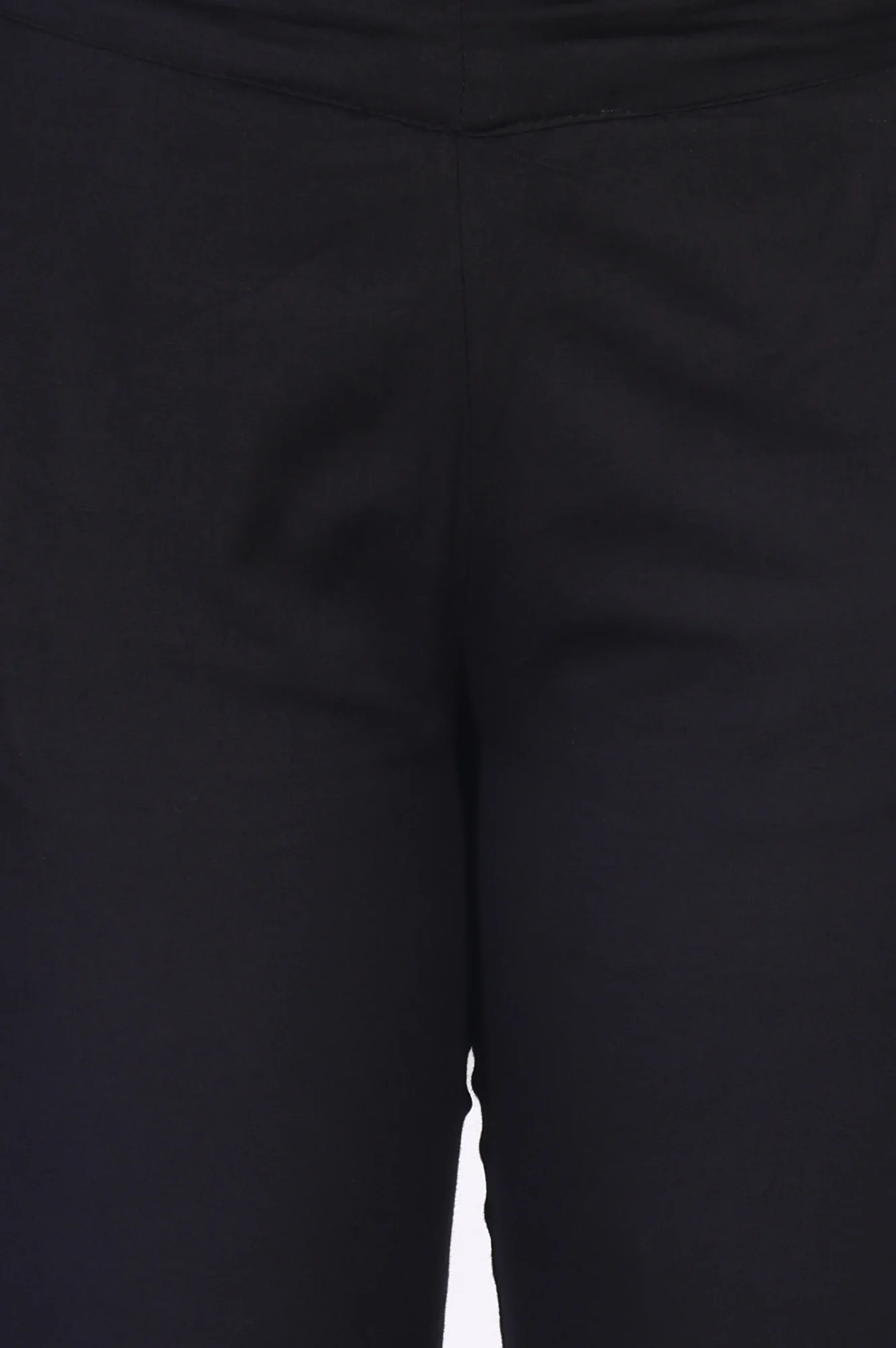 Elleven Women's Black Solid Lace Trim Tapered Cotton Pant - Image 2
