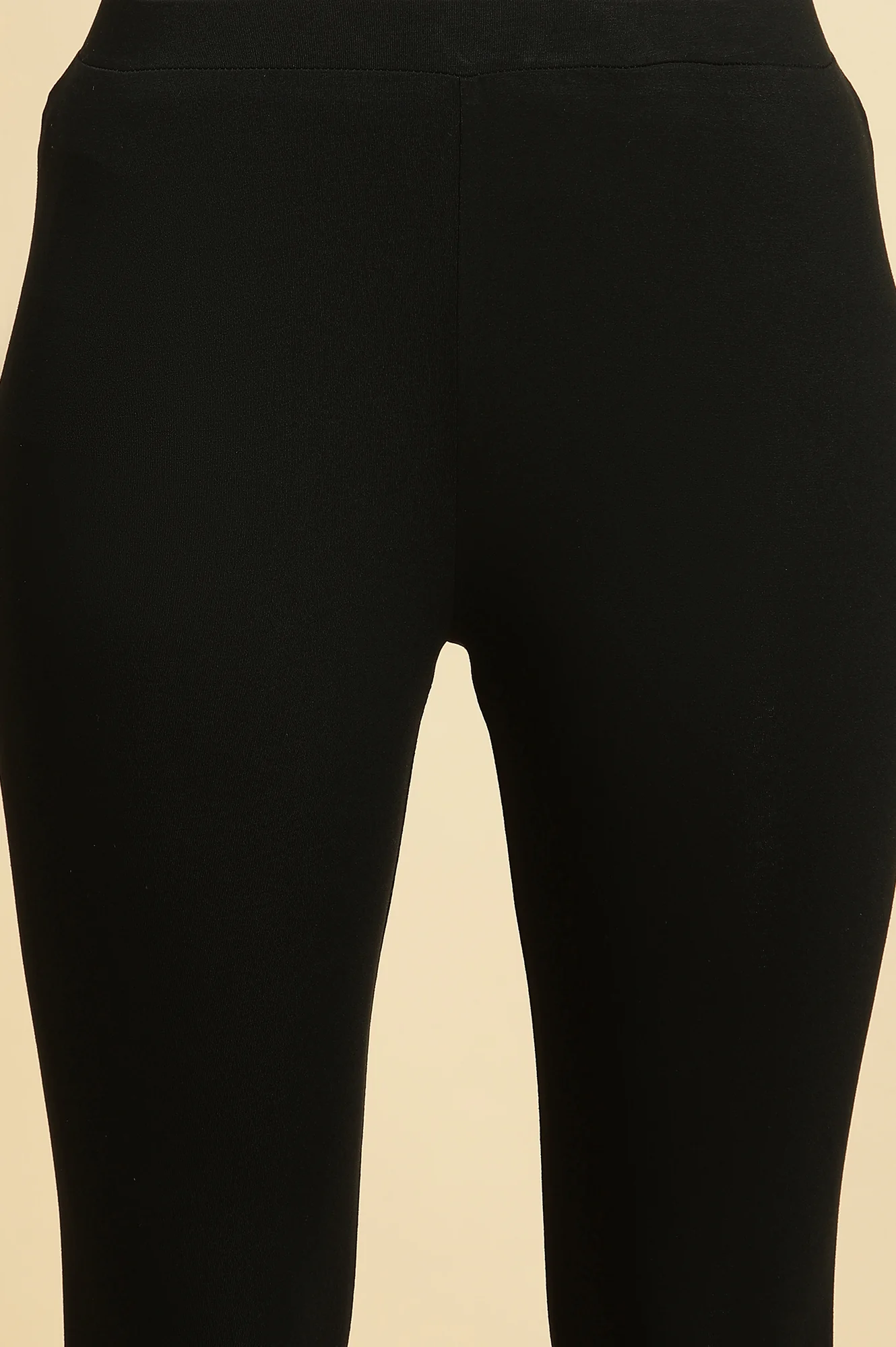 Black Solid Skinny Knit Tights - Image 6