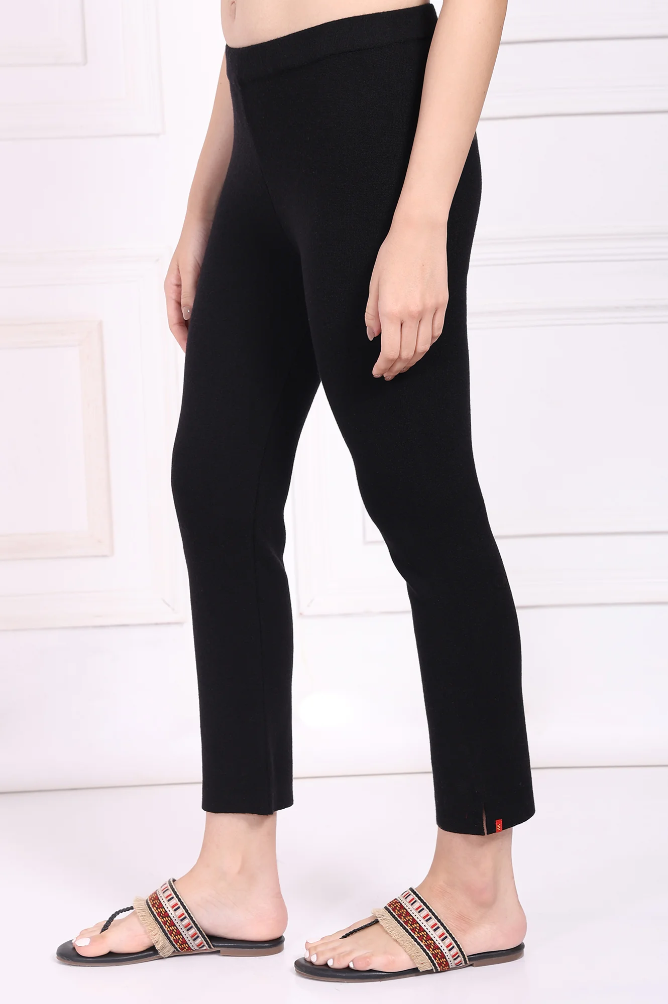 Black Solid Straight Pant - Image 2