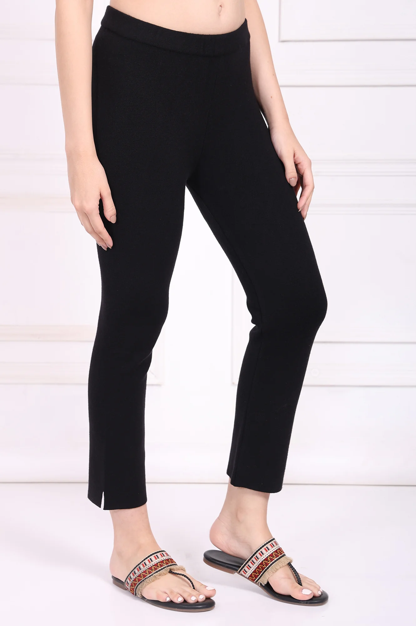 Black Solid Straight Pant - Image 3