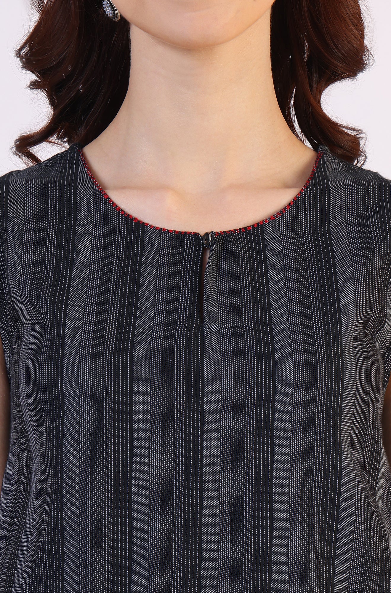Black Yarn Dyed Striped Sleeveless Top and Pants Co-ord Set - Image 4
