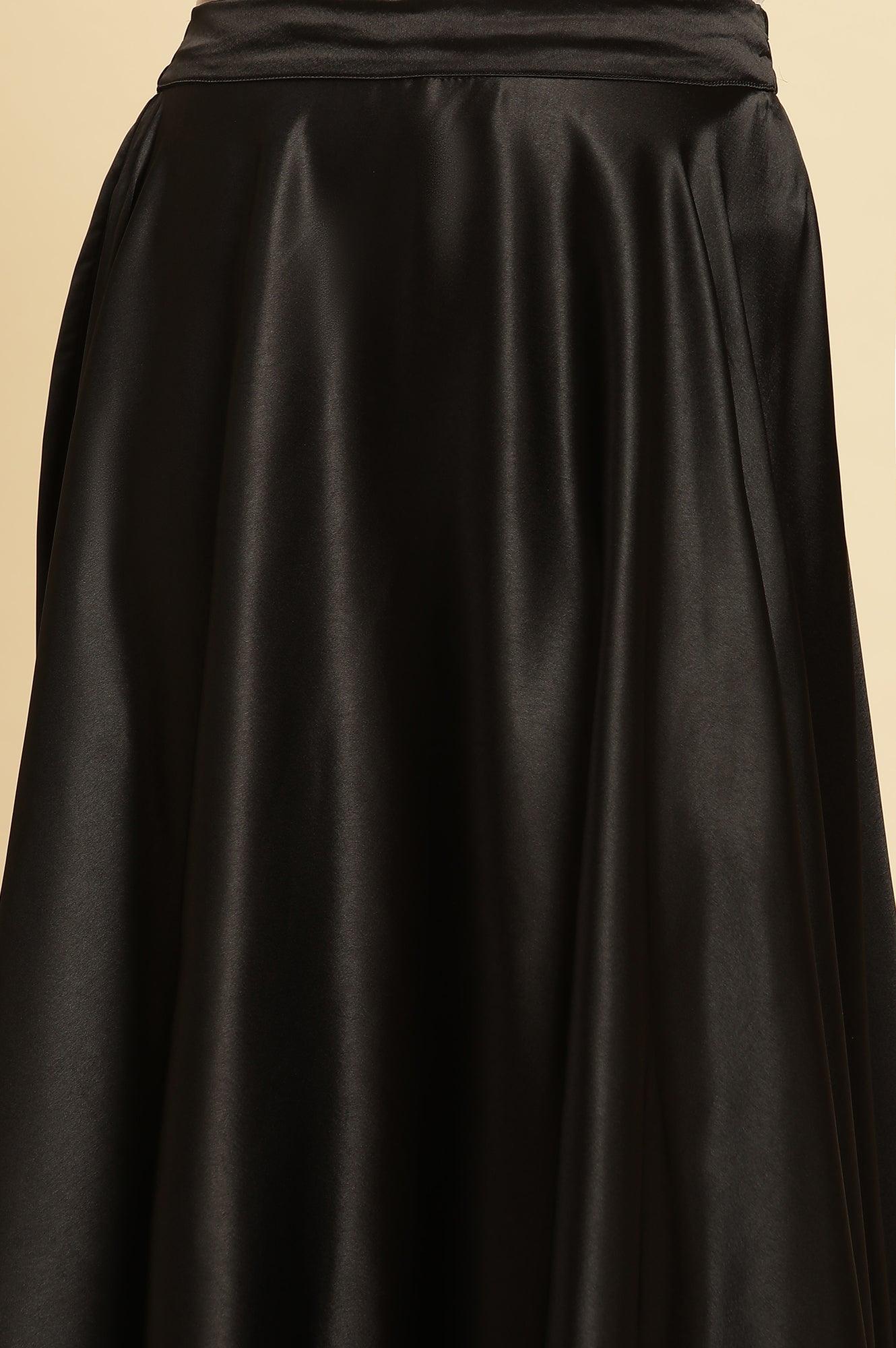 Black Zari Embroidered Sheer Straight Kurta and Skirt Set - Image 10