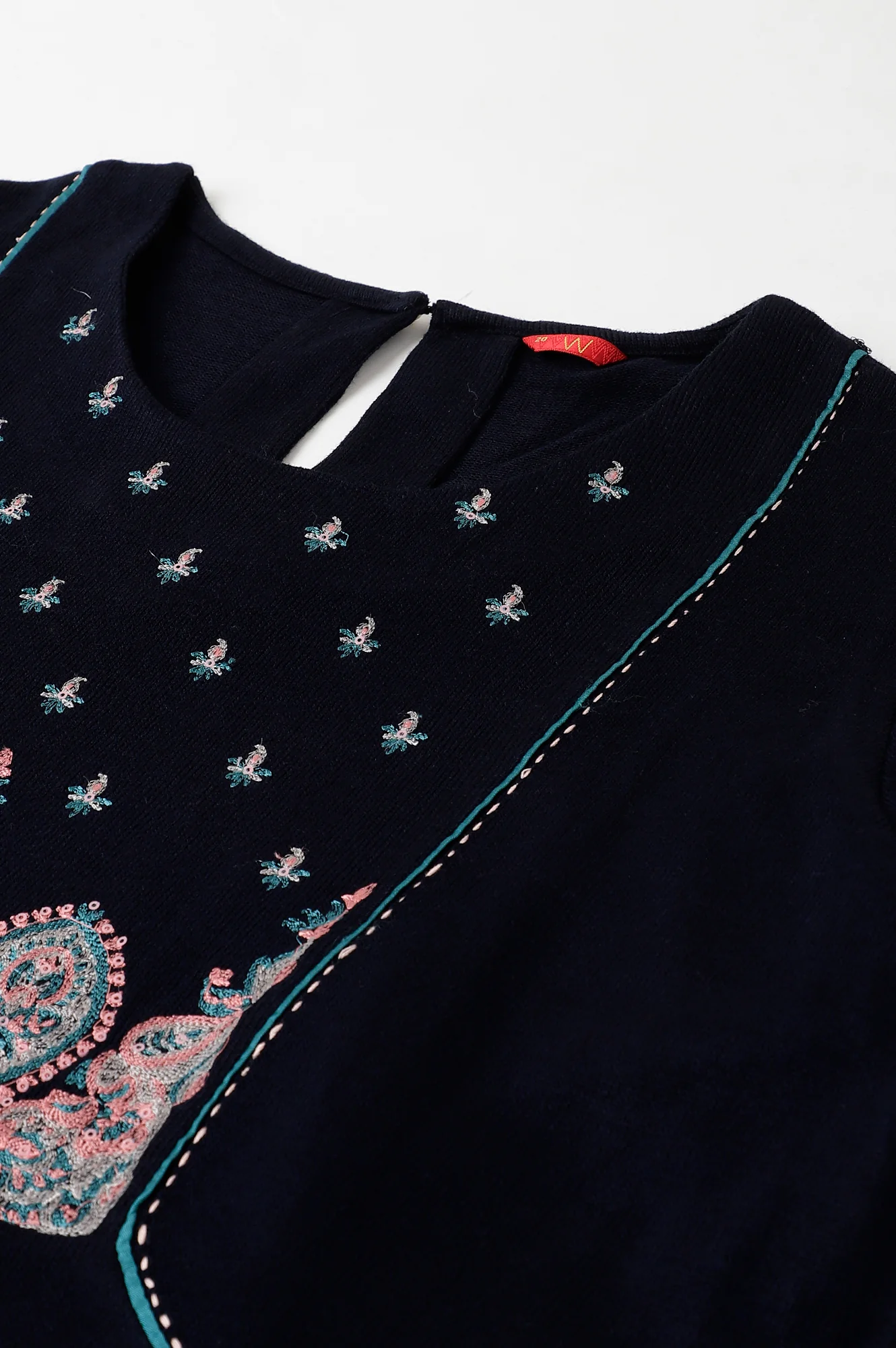 Blue A-Line Floral Printed Plus Size Winter kurta - Image 7