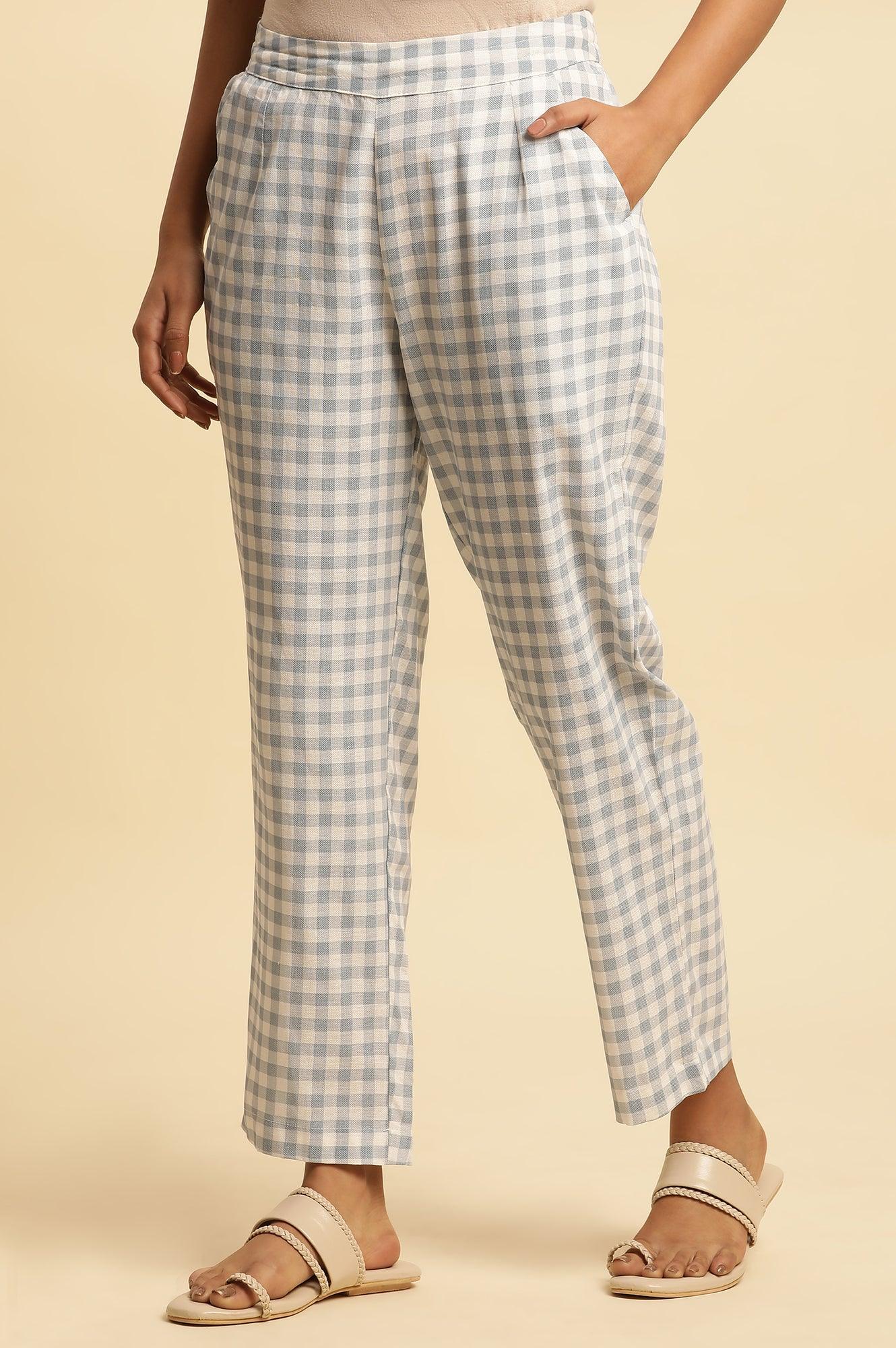 Blue And White Checker Straight Pants - Image 2
