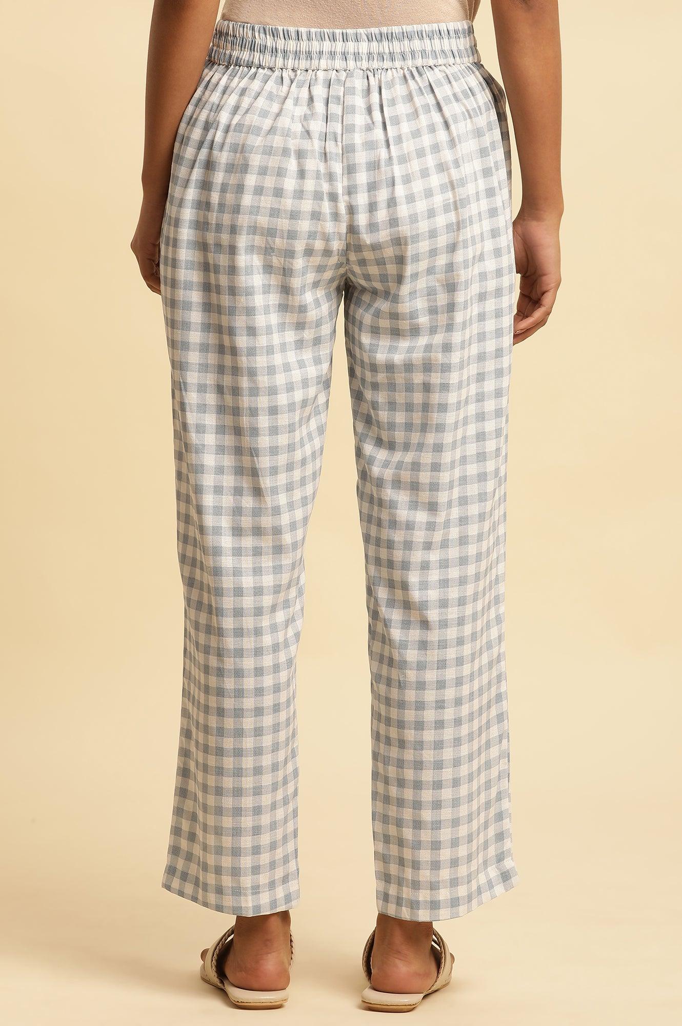 Blue And White Checker Straight Pants - Image 3