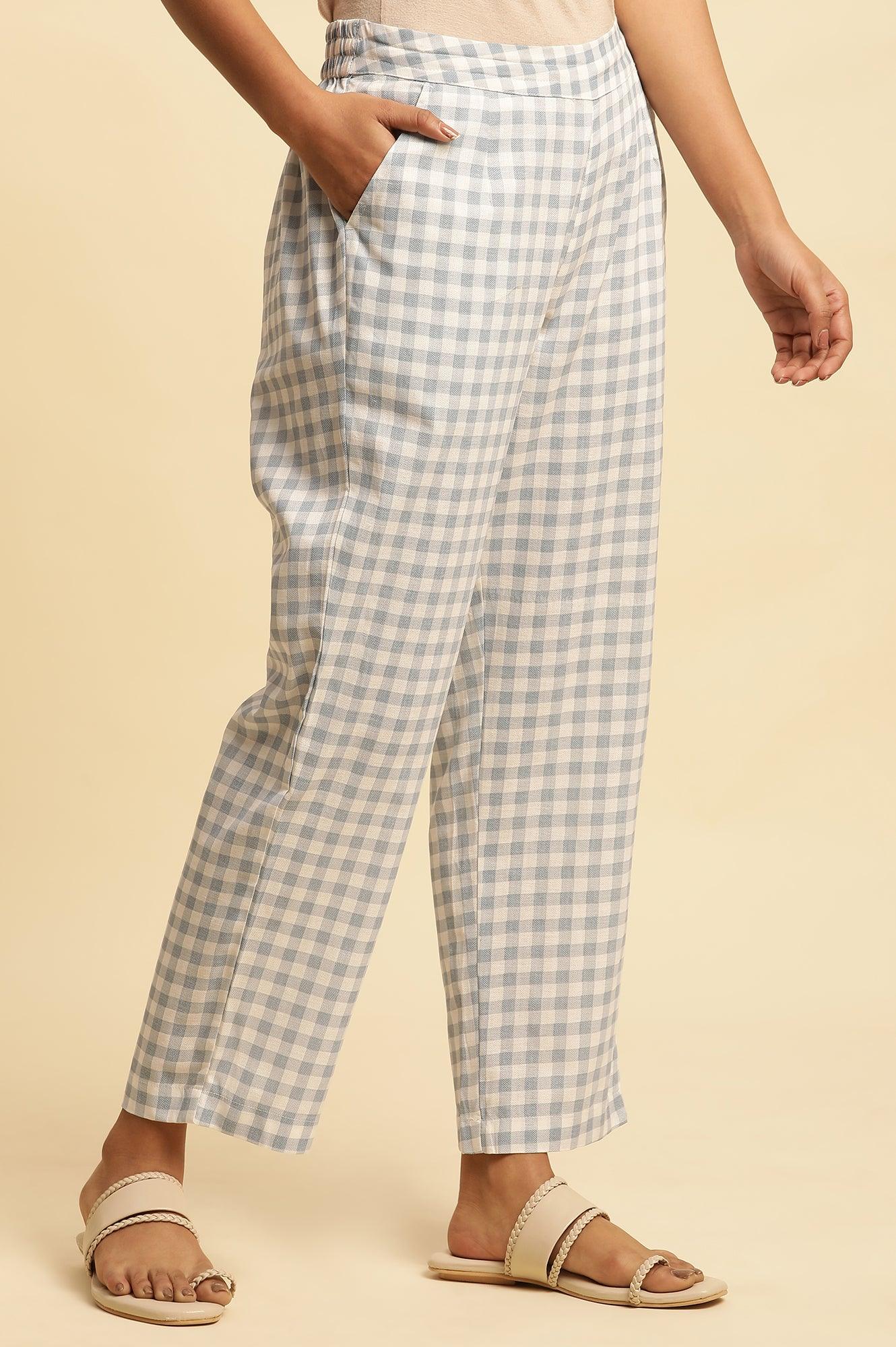 Blue And White Checker Straight Pants - Image 4