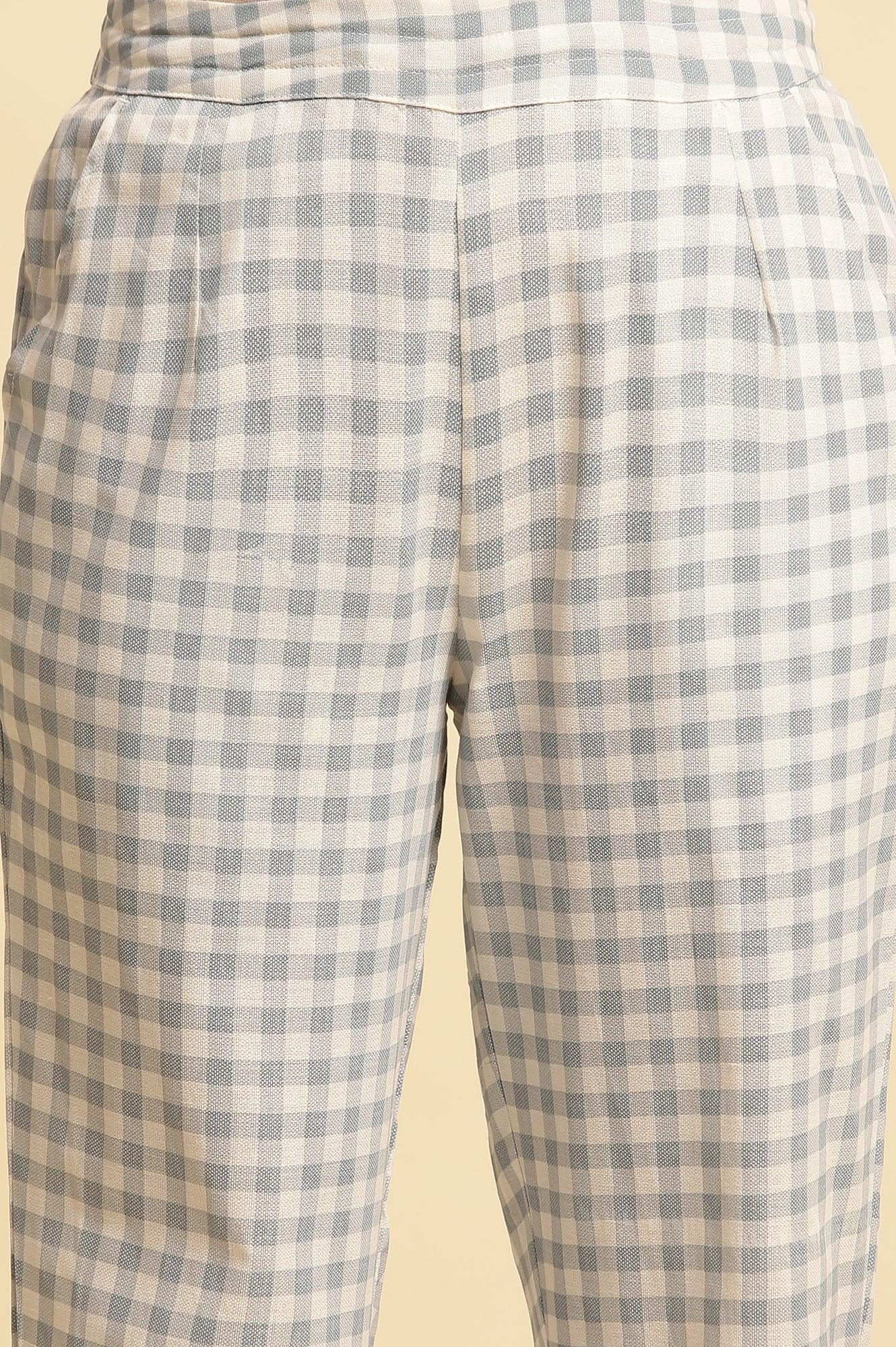 Blue And White Checker Straight Pants - Image 6
