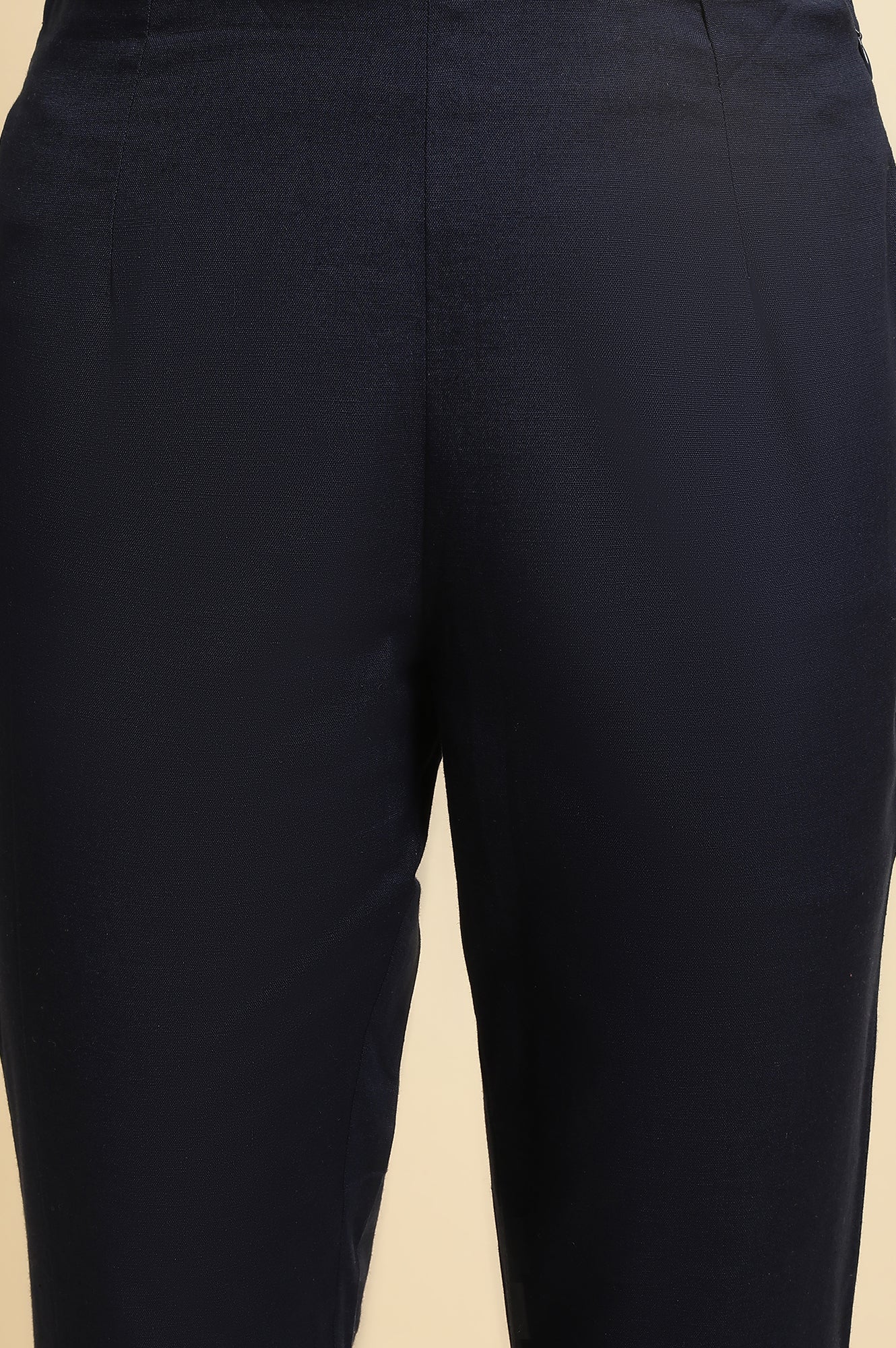 Blue And White Cotton Flax Slim Pants Combo - Image 3