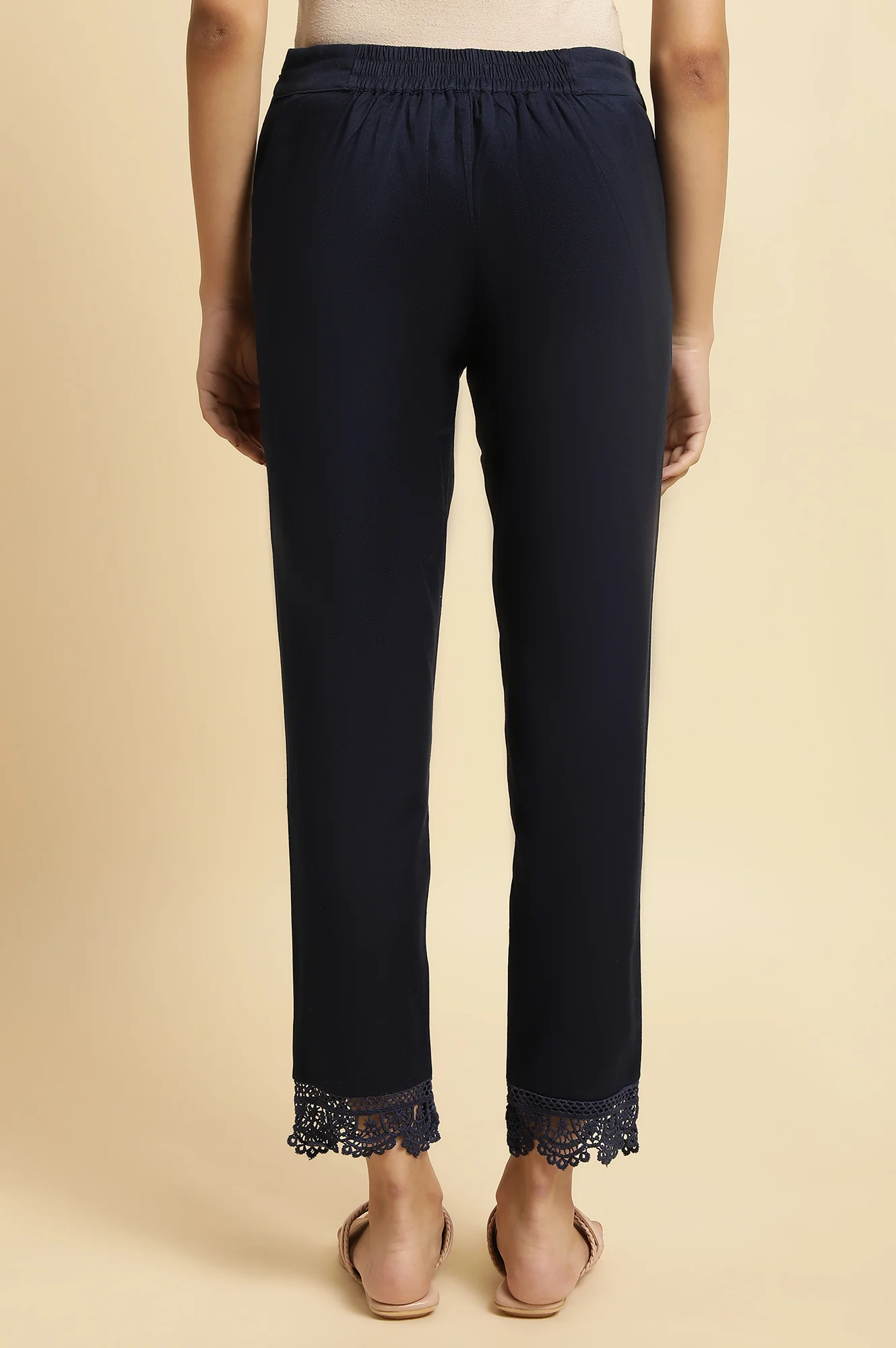Blue And White Cotton Flax Slim Pants Combo - Image 6