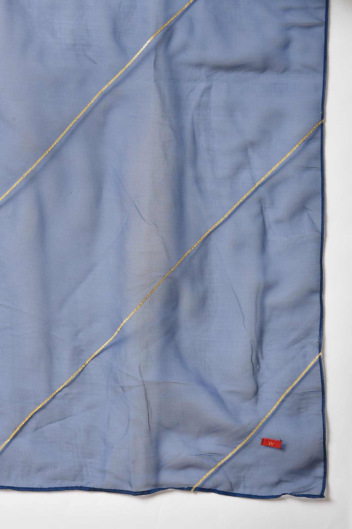 Blue Bandhani Printed kurta With Bandhani Pants And Organza Dupatta - Image 8