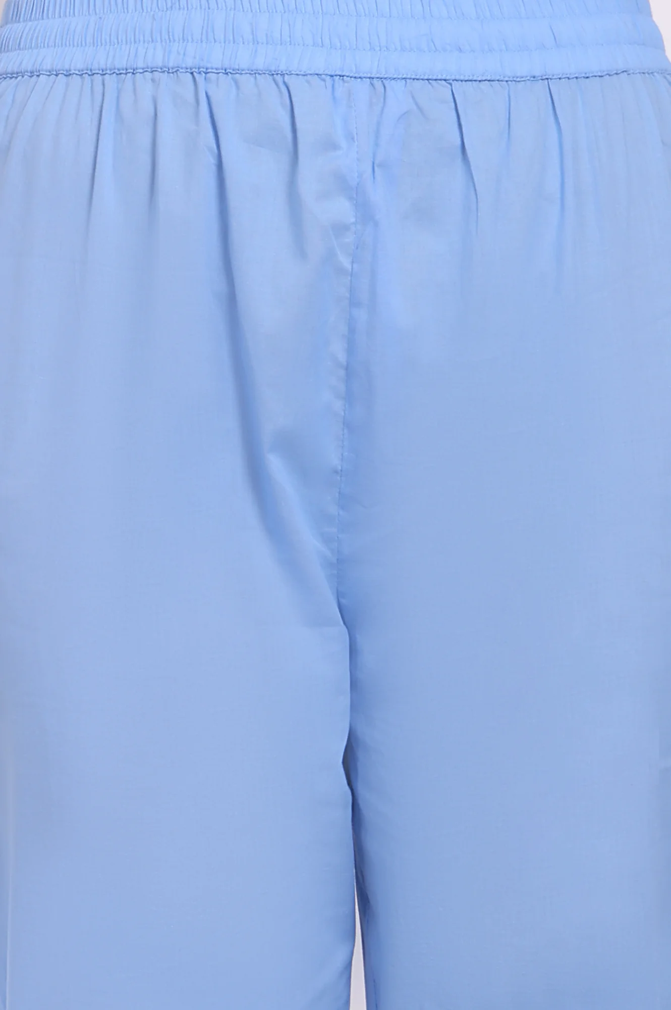 Blue Bold Floral Printed Pure Cotton Flared Kurta, Straight Pants and Dupatta Set - Image 8