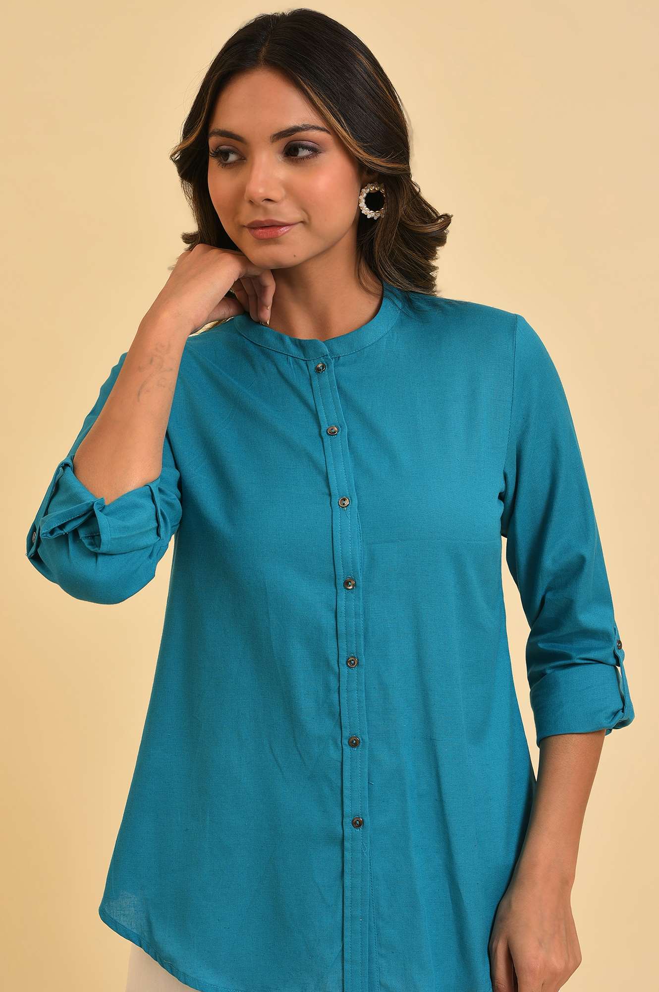 Blue Button Down Western Top - Image 6