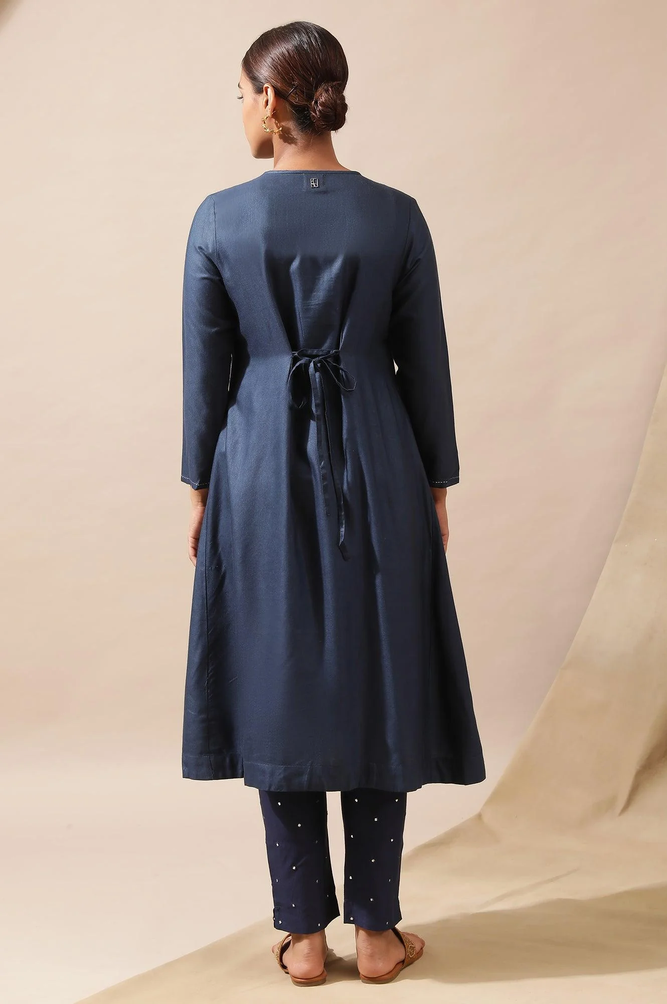 Blue Cotton Silk Jacquard Drape - Image 4