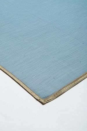 Blue Crinckled Chiffon Dupatta With Mukaish - Image 2