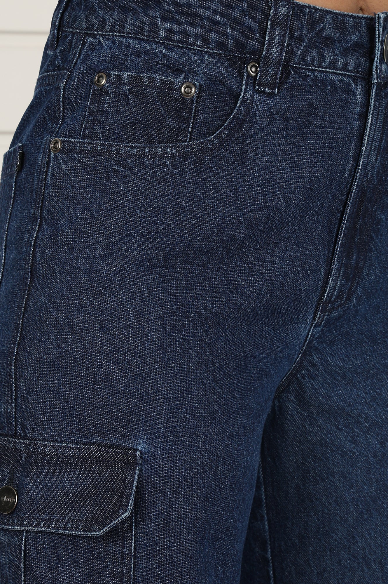 Elleven Women's Blue Denim Mid Rise Ankle Length Flared Pants with YKK Zipper - Image 6