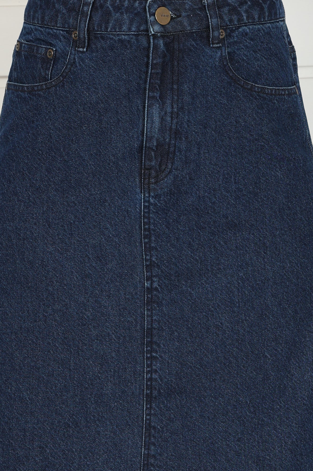 Elleven Women's Blue Denim Mid Rise Calf Length Skirt with YKK Zipper - Image 6