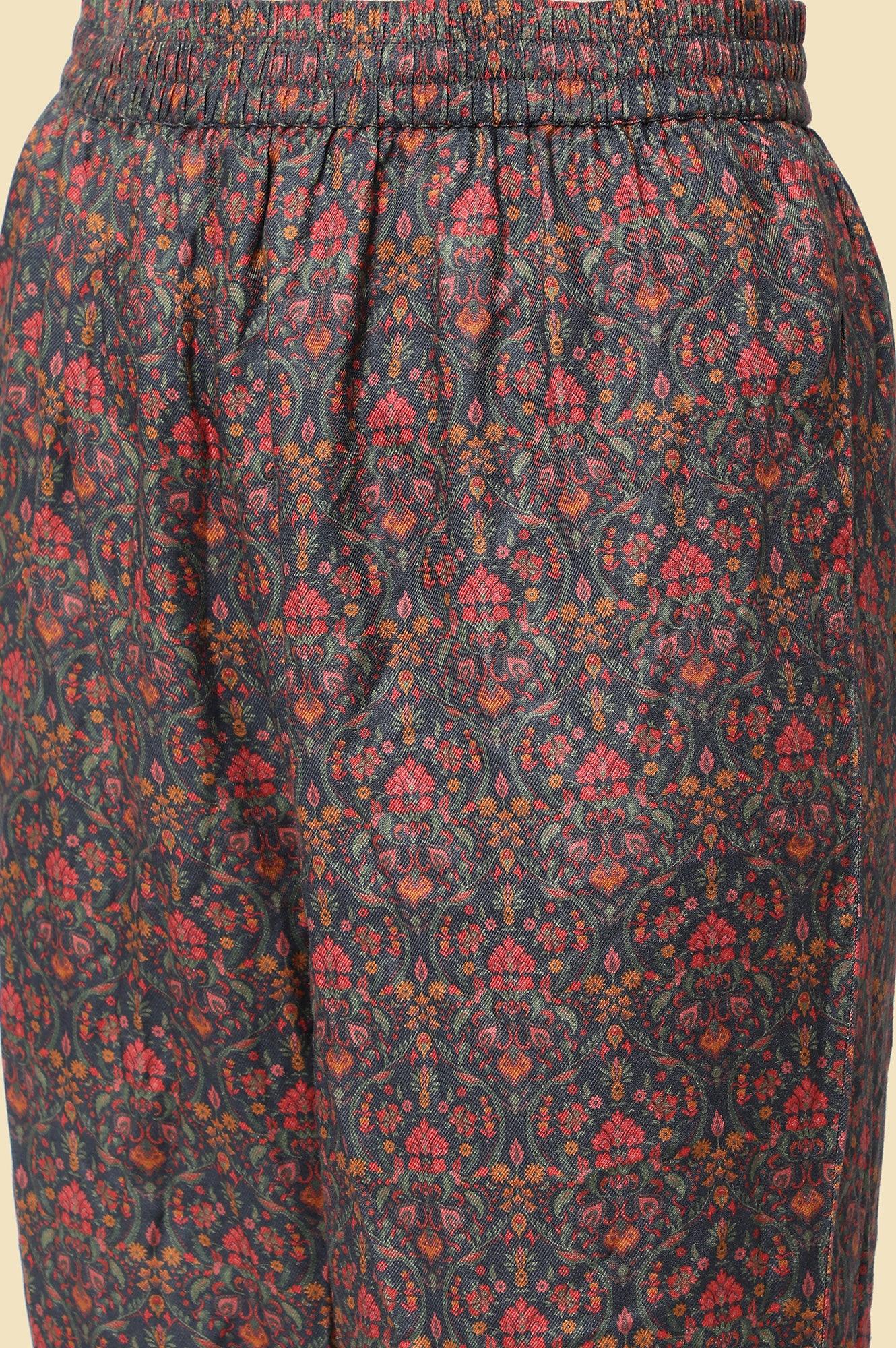 Blue Embellished Flared Kurta And Pants Set - Image 9