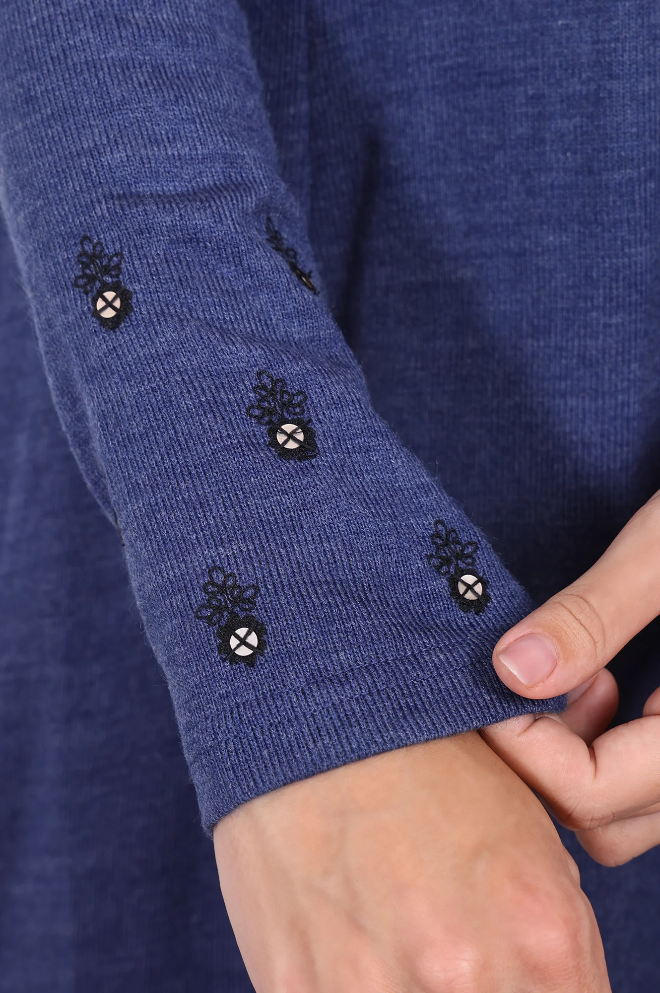 Blue Embroidered Acrylic Flared Kurta - Image 7