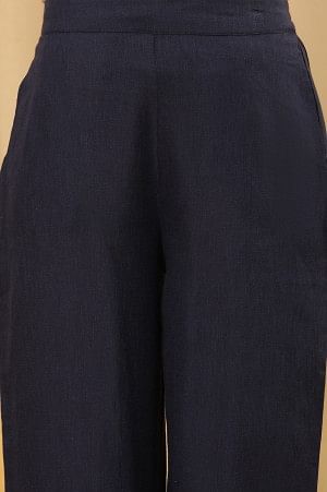 Blue Embroidered Parallel Pants - Image 6