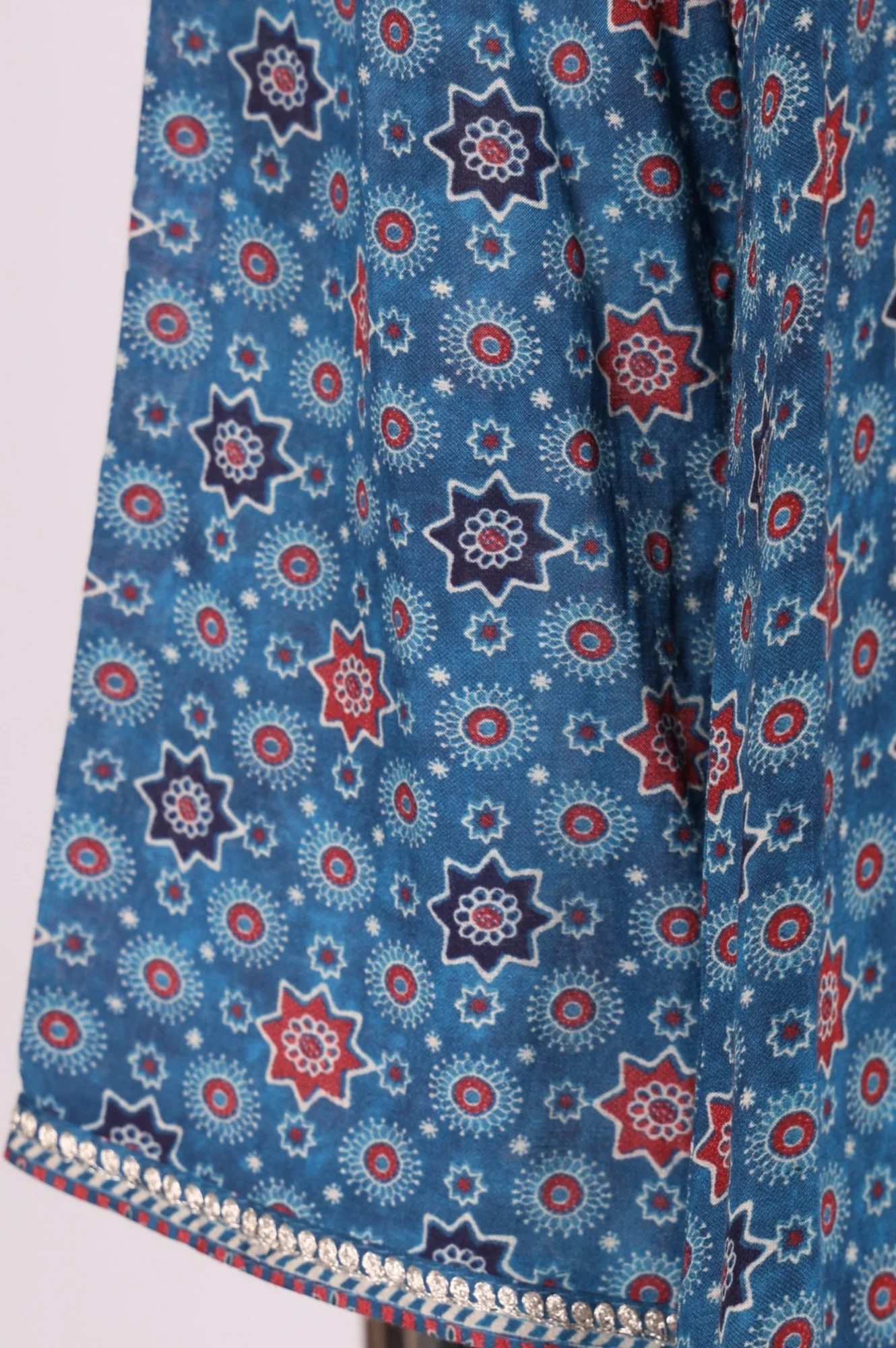 Blue Floral Printed Modal Straight Kurta with Pants and Dupatta Set - Image 7