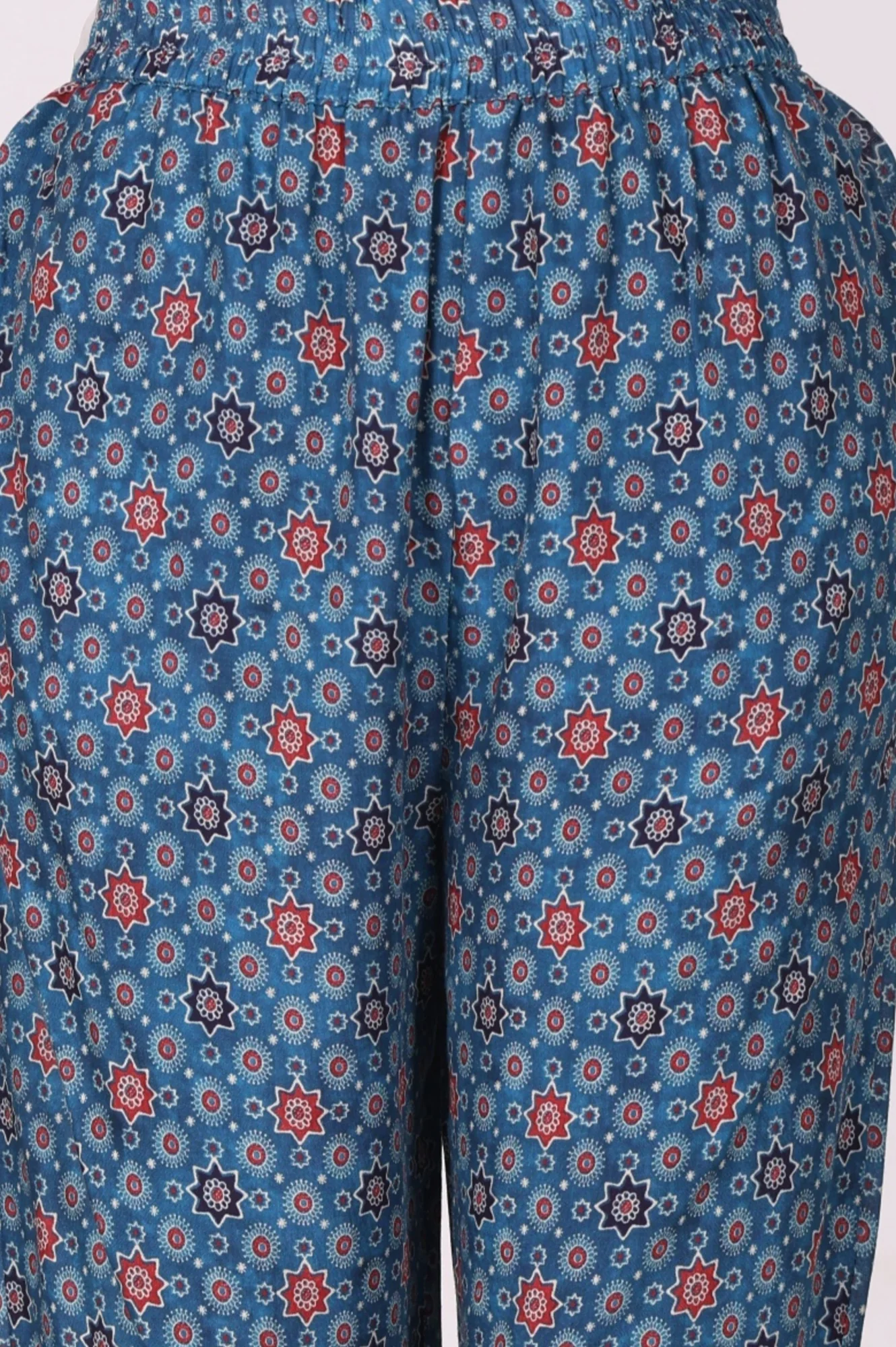 Blue Floral Printed Modal Straight Kurta with Pants and Dupatta Set - Image 8
