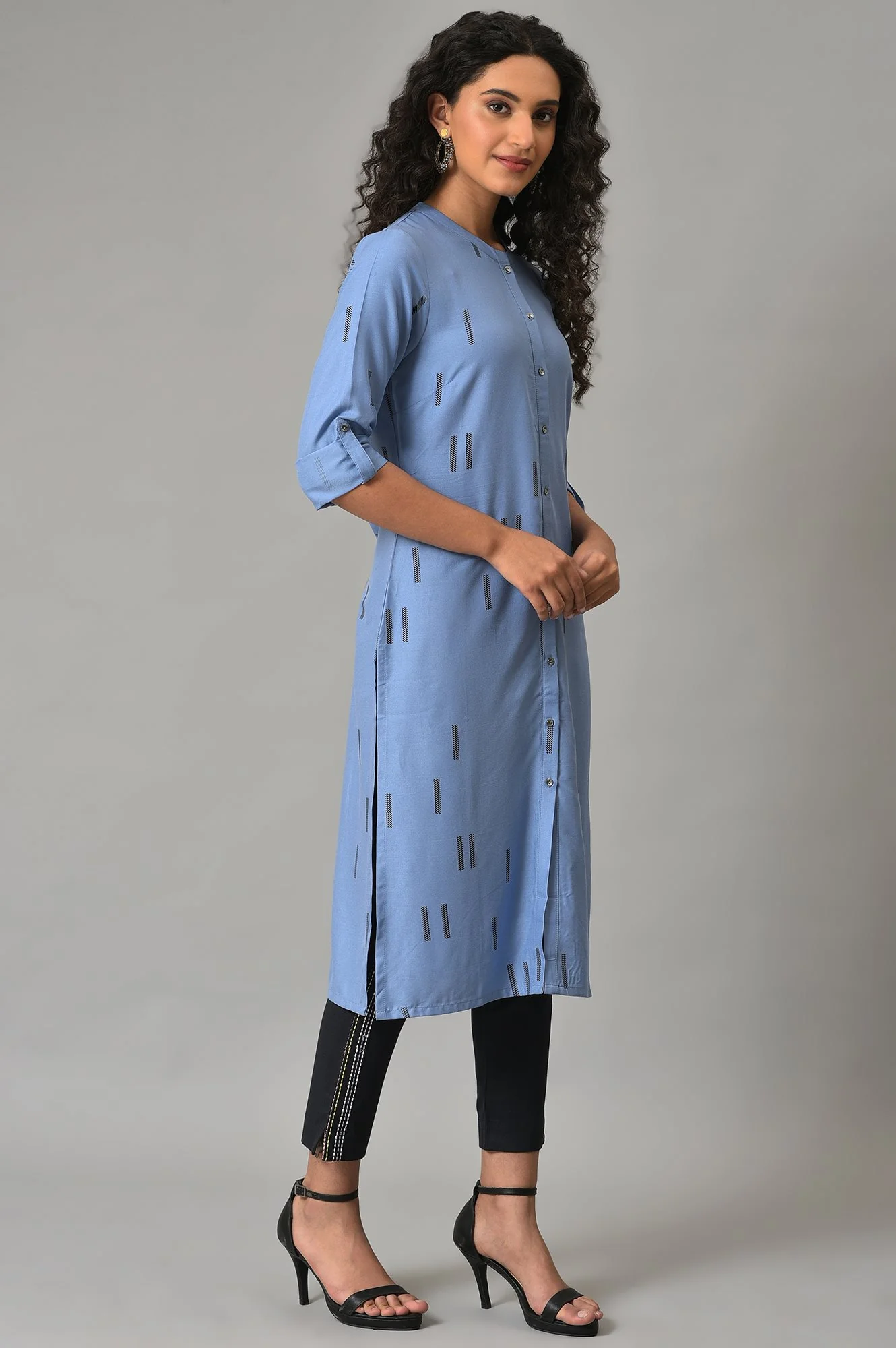 Blue Geometric Print Shirt kurta - Image 4