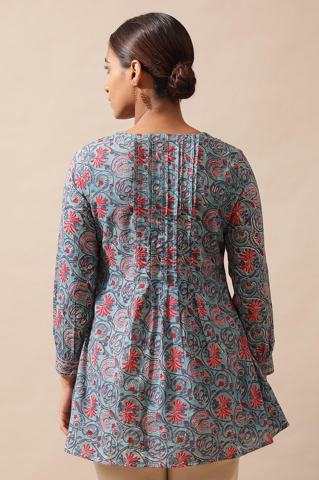 Blue Hand Block Printed Top - Image 4