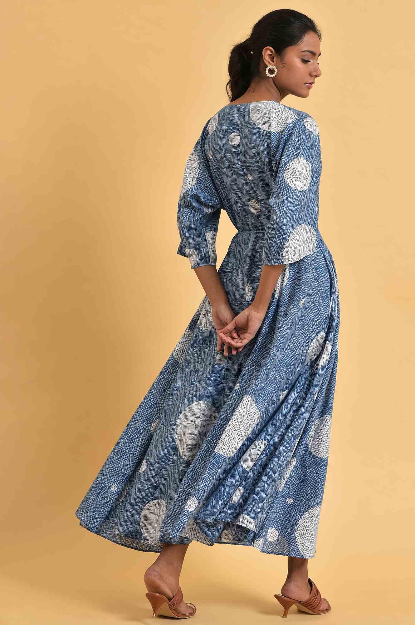 Blue Polka Play Circle Asymmetrical Dress - Image 2