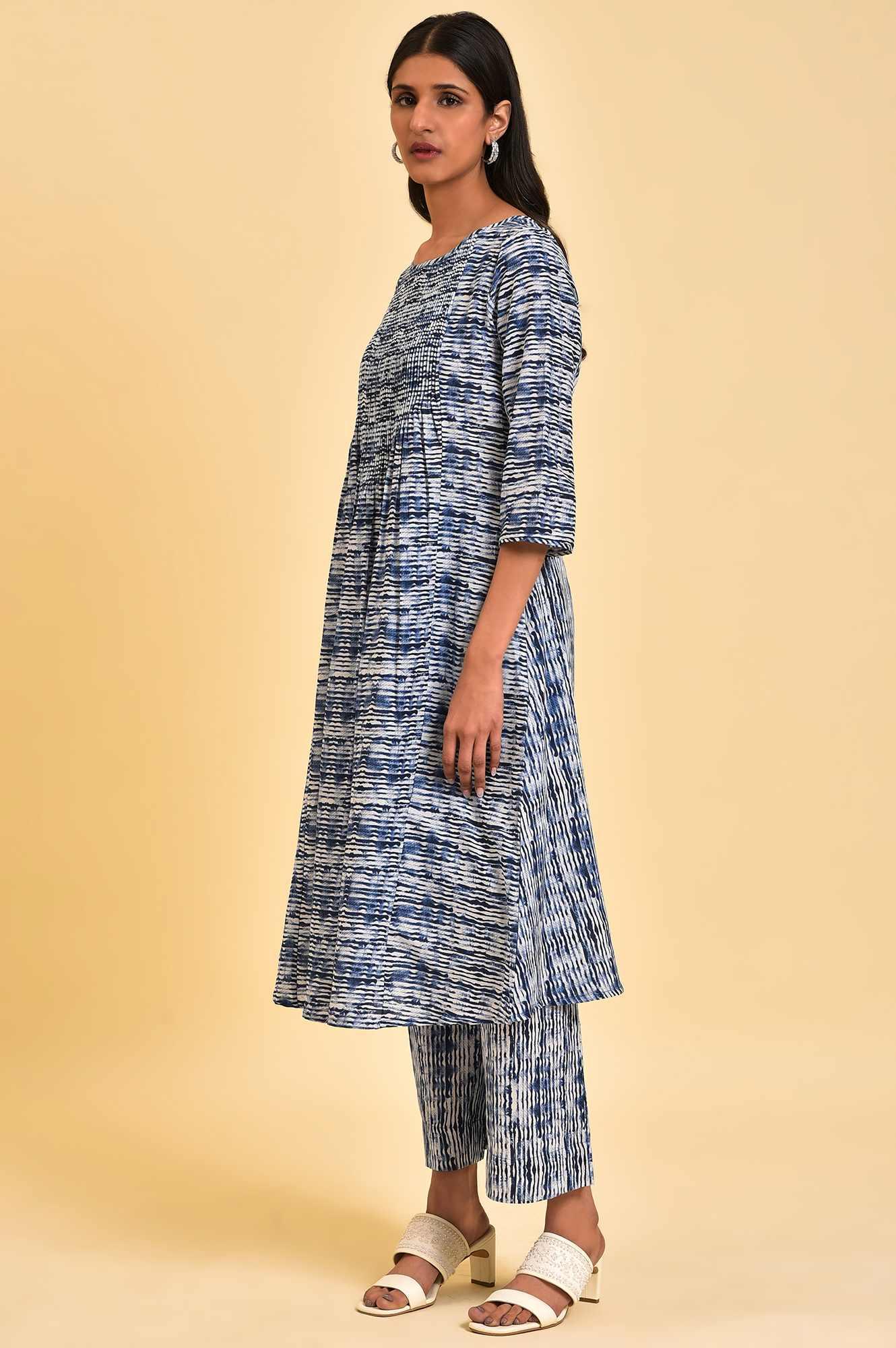 Blue Printed Contemporary Co-Ord Set - Image 3