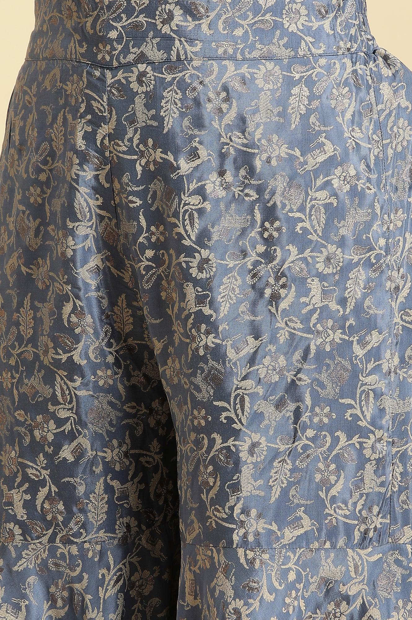 Blue Printed Festive Sharara - Image 7