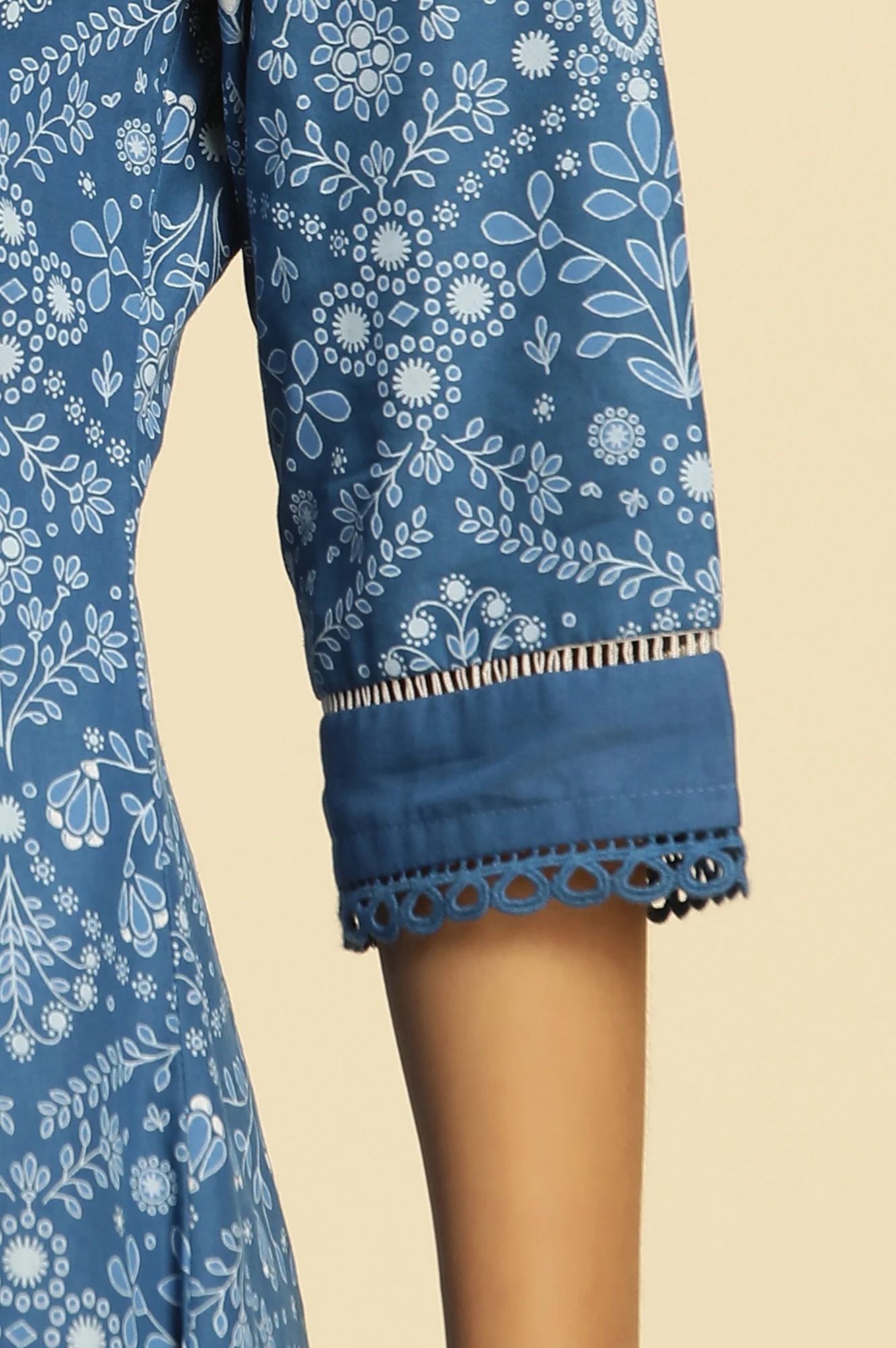 Blue Printed Flared Kurta - Image 7