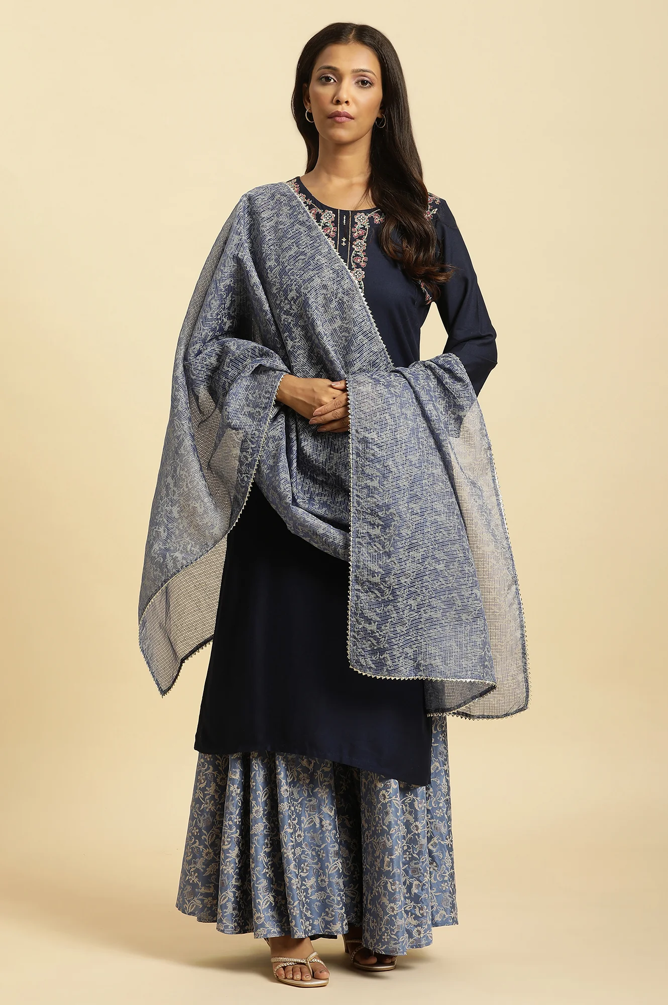 Blue Printed Kota Dupatta - Image 2