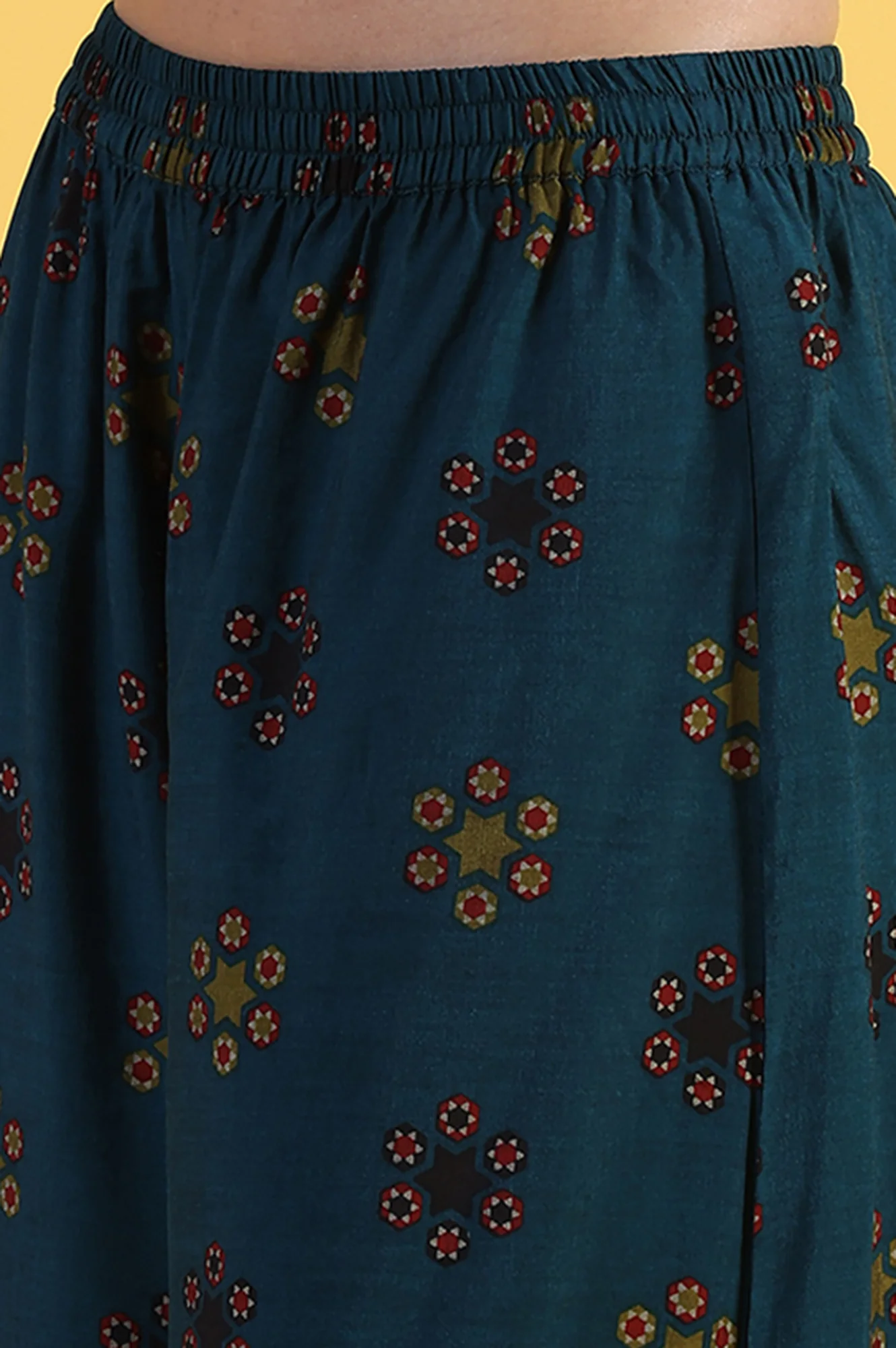 Blue Printed Sequins Flared Kurta & Flared Pants with Dupatta Set - Image 8