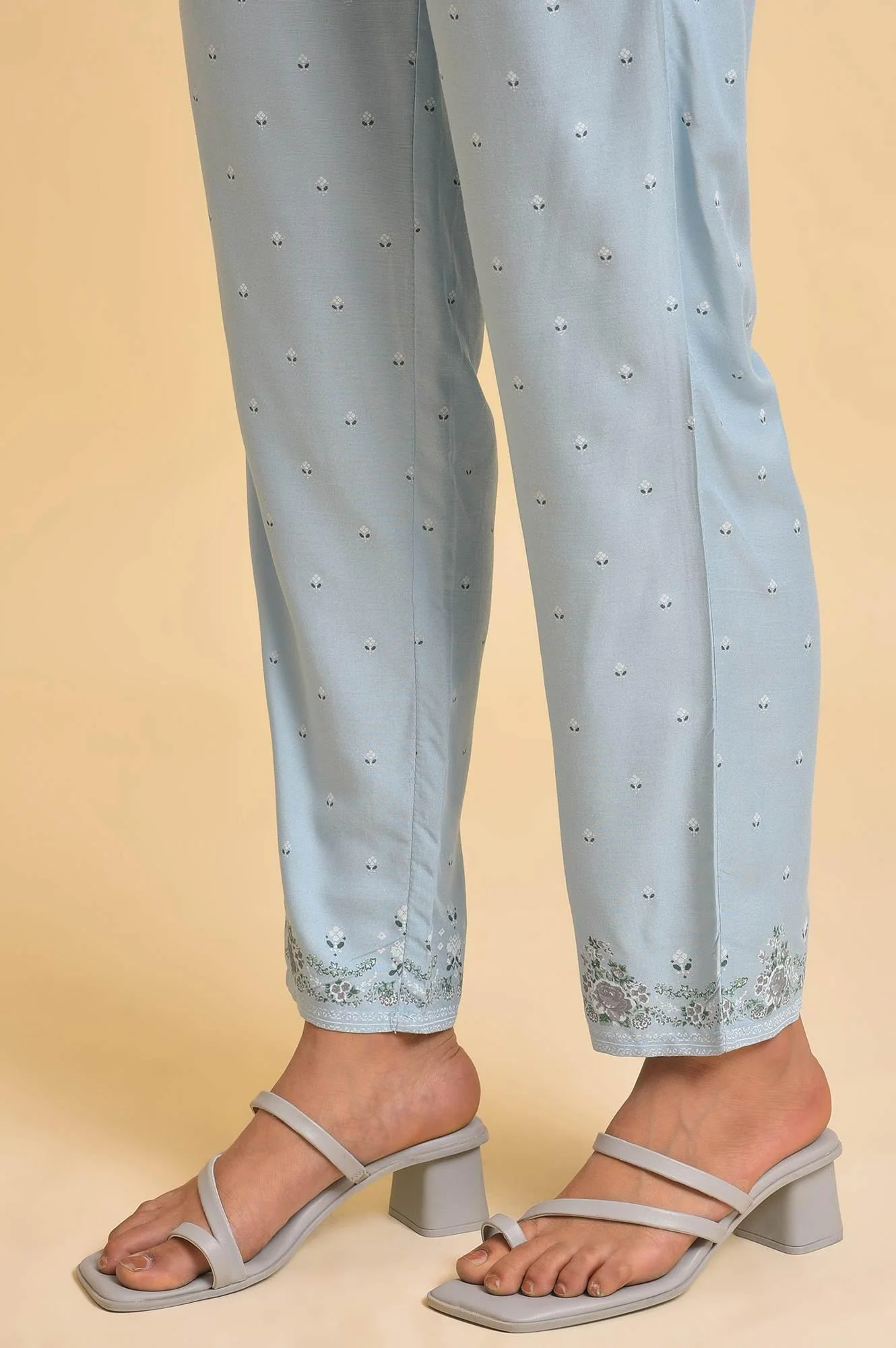Blue Printed Slim Pants - Image 8