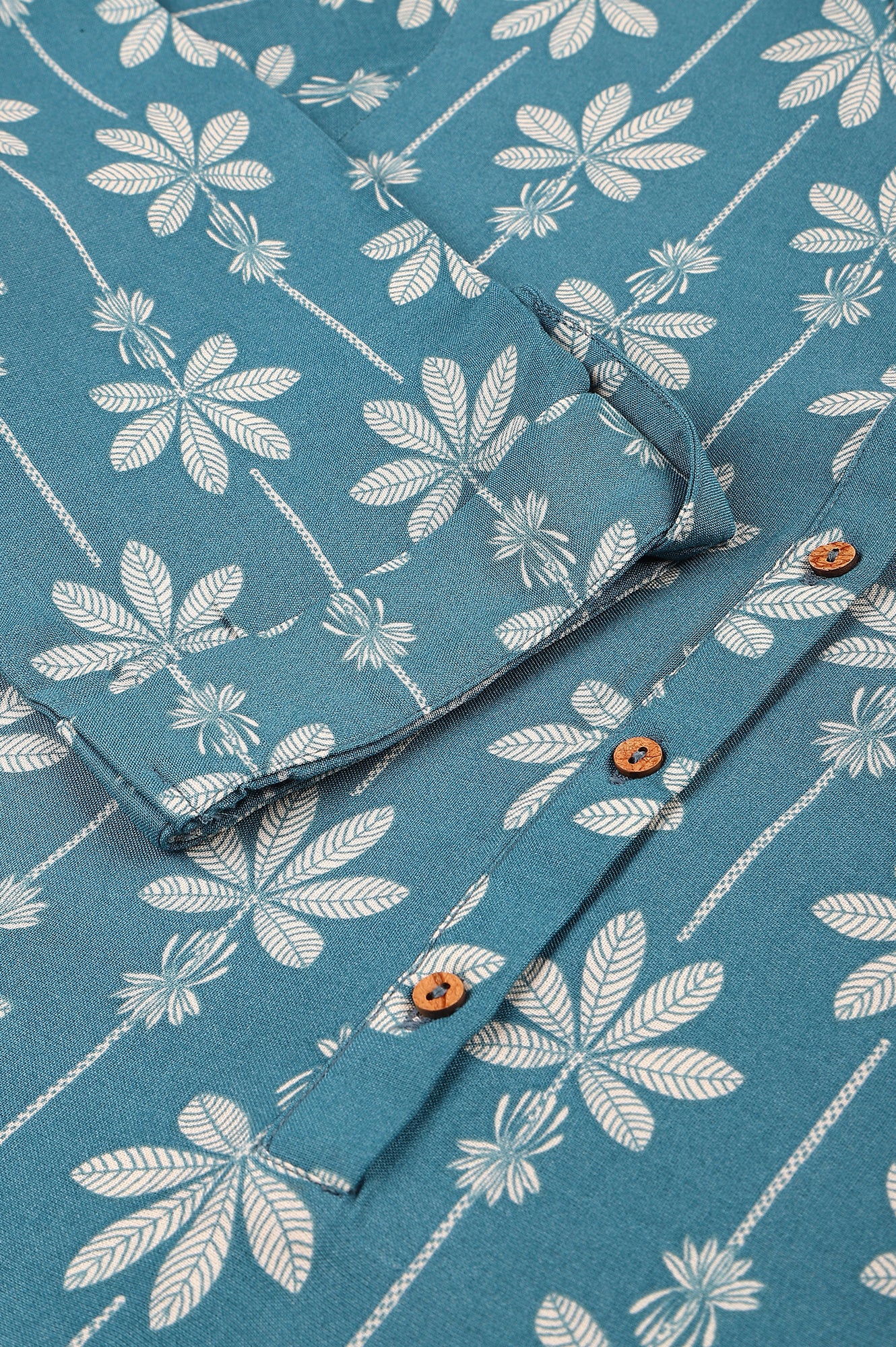 Blue Rayon Button Down kurta - Image 7