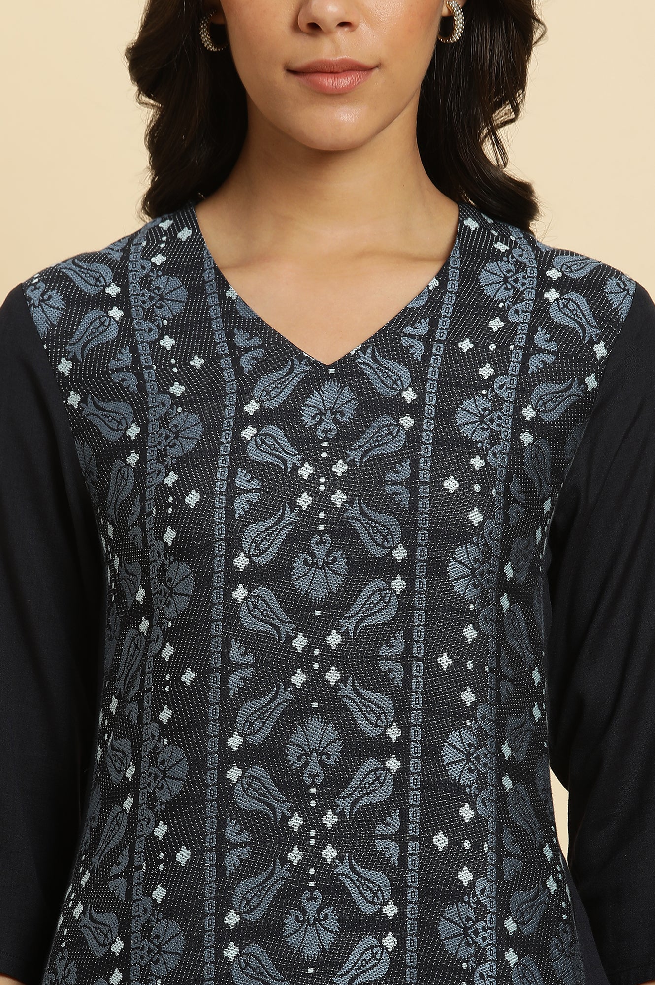 Blue Rayon Flared Kurta and Slim Pant Set - Image 7