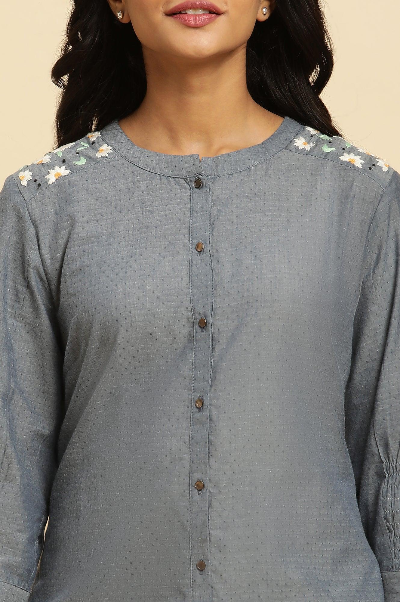 Blue Shoulder Embroidered Tunic - Image 6